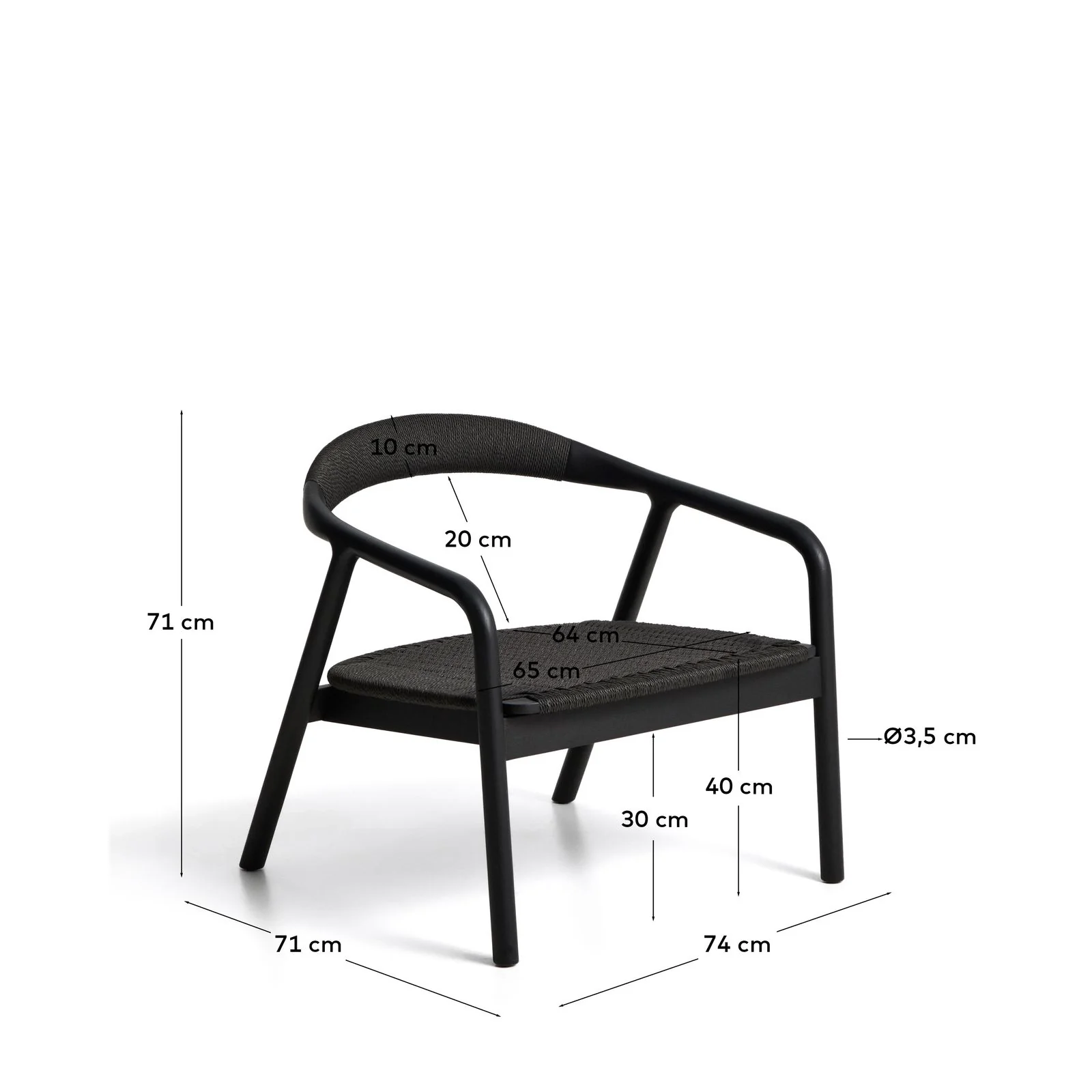Sessel Derile aus massivem Eichenholz mit Finish und Papierseil FSC 100 % - Image 3