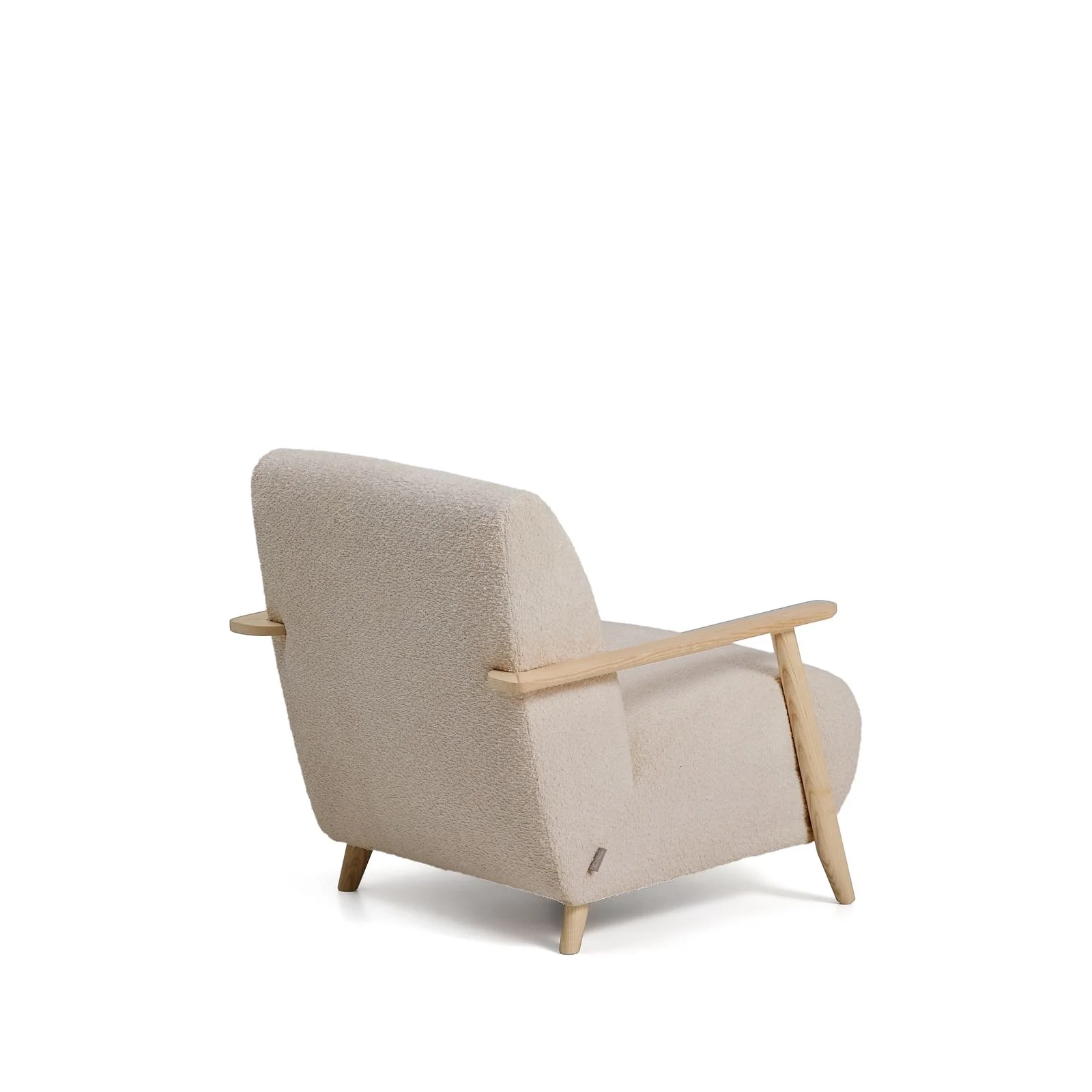 Sessel Meghan in beigem, schwer entflammbarem Lammfellimitat mit massivem Eschenholz mit naturfarbenem Finish, FSC Mix Credit - Image 5