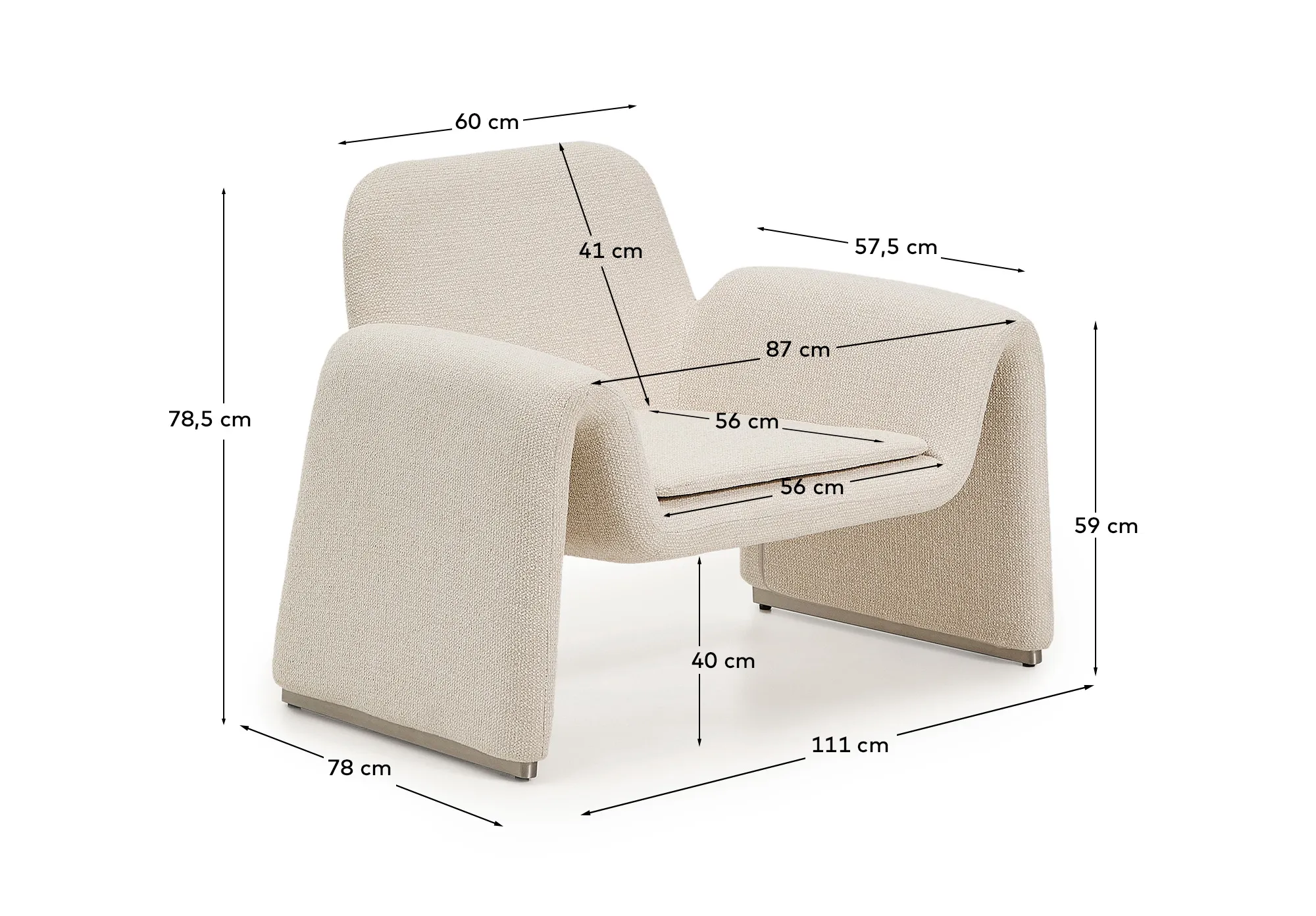Sessel Melvia mit beiger Chenille - Image 5