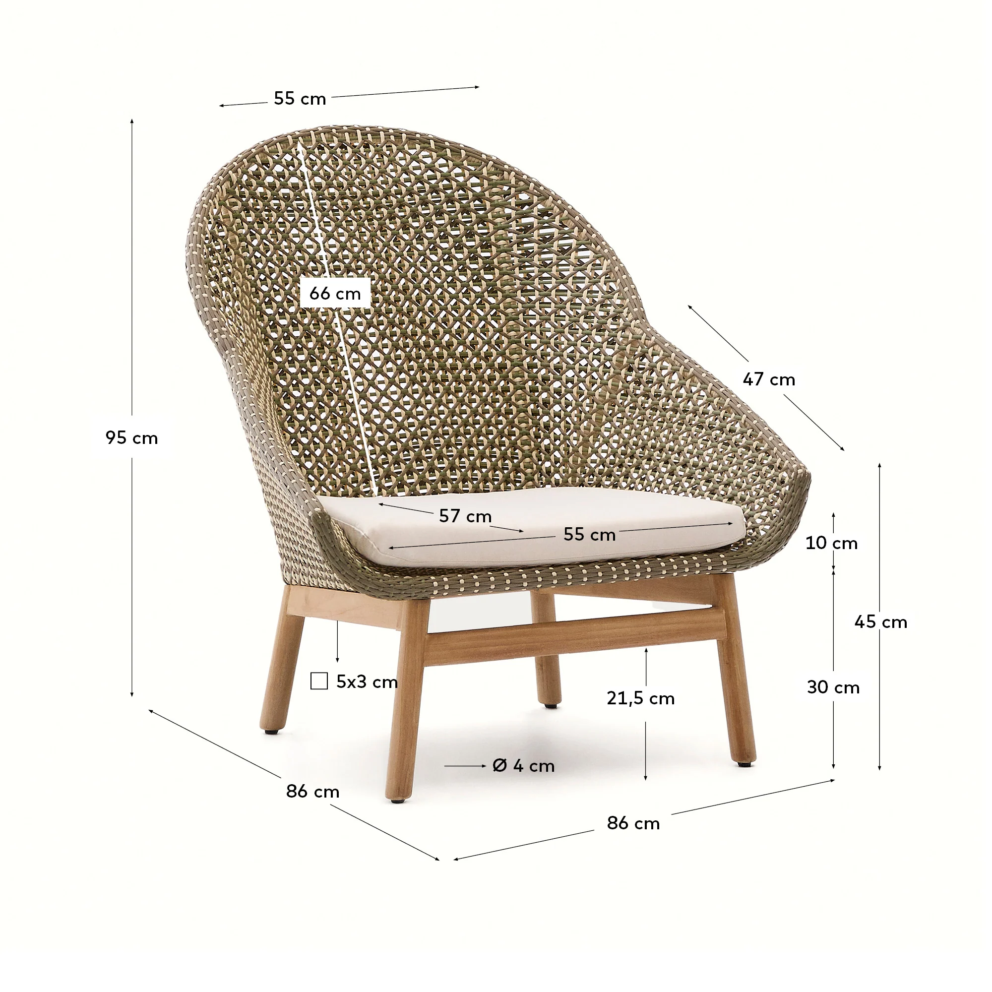 Sessel Olbia mit hoher Rückenlehne aus synthetischem Rattan und massivem Teakholz FSC 100 % - Image 4