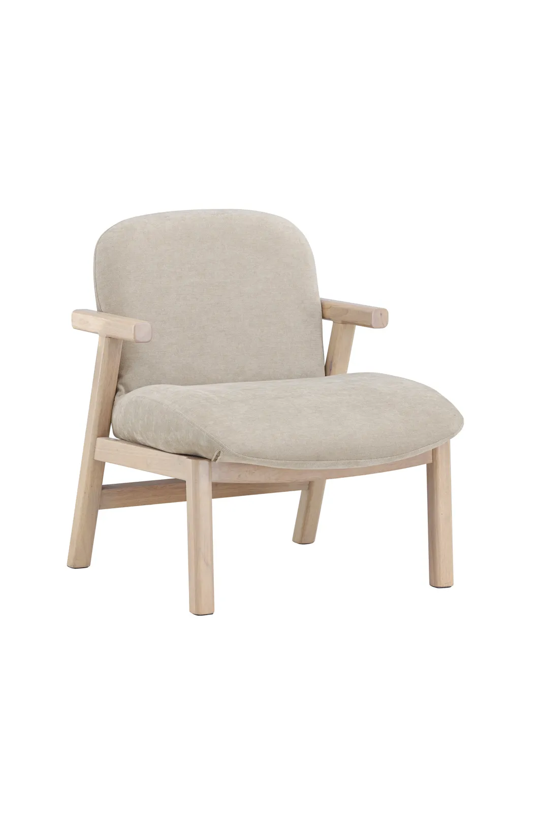 Sessel Rile aus Gummiholz in tünchenfarbenem Beige