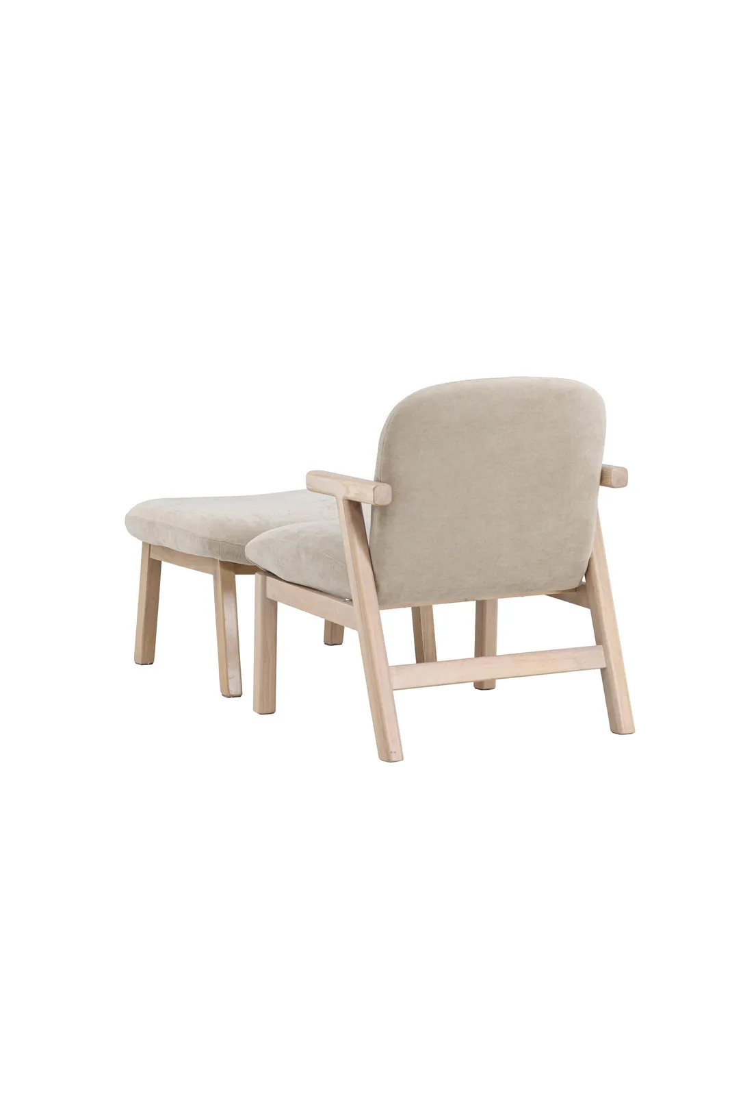 Sessel Rile aus Gummiholz mit Pouf in tünchenfarbenem Beige - Image 10