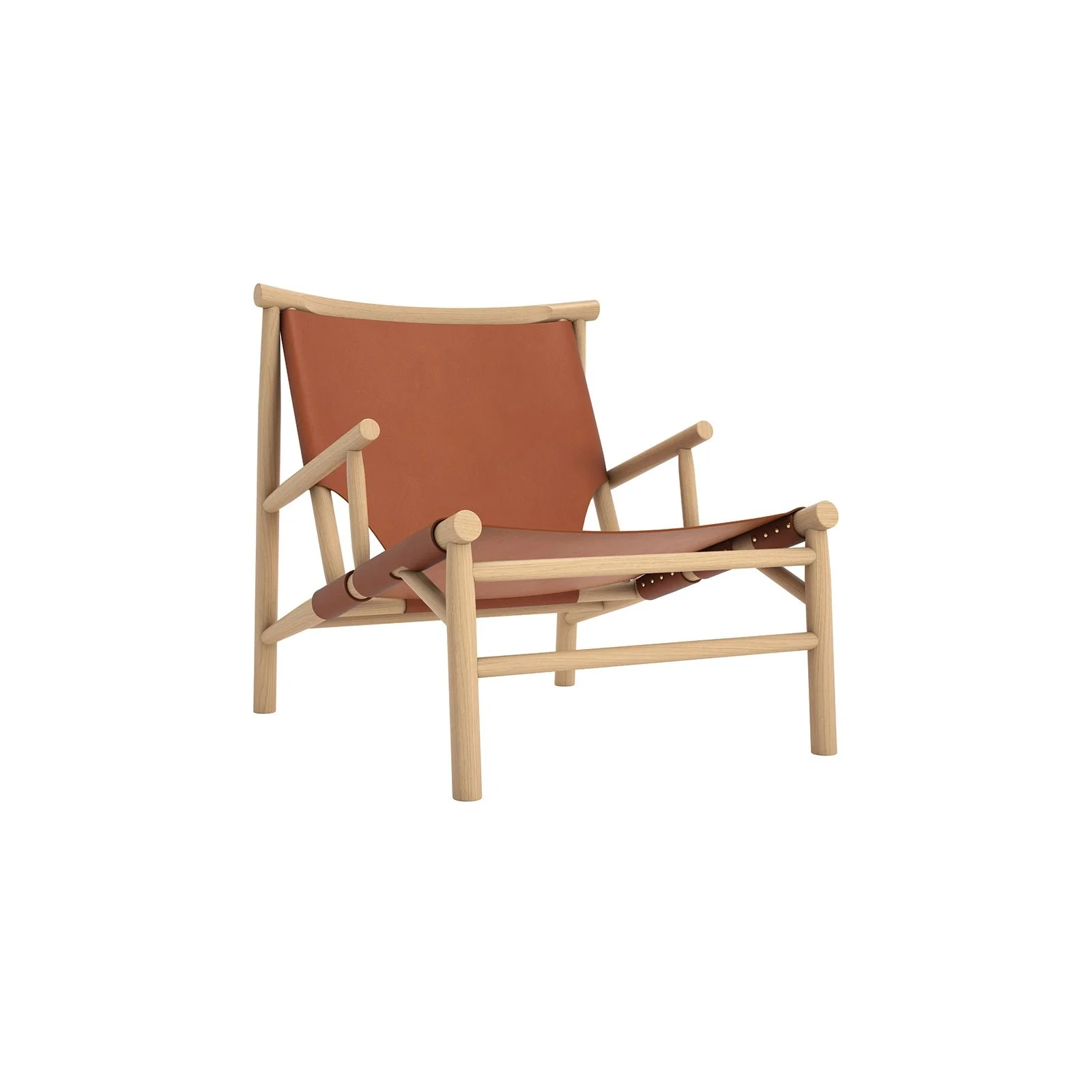 Sessel Samurai aus Massivholz Eiche und Sattelleder, 66×83×75 cm - Image 6