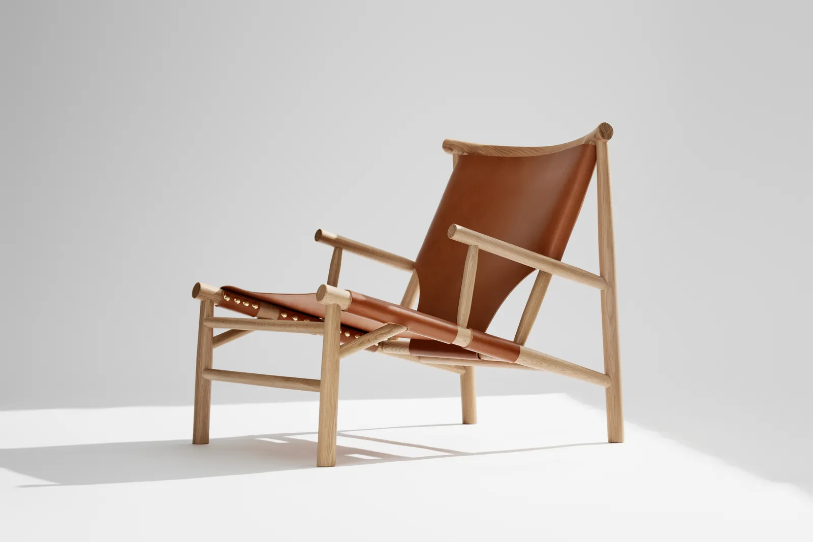 Sessel Samurai aus Massivholz Eiche und Sattelleder, 66×83×75 cm - Image 8