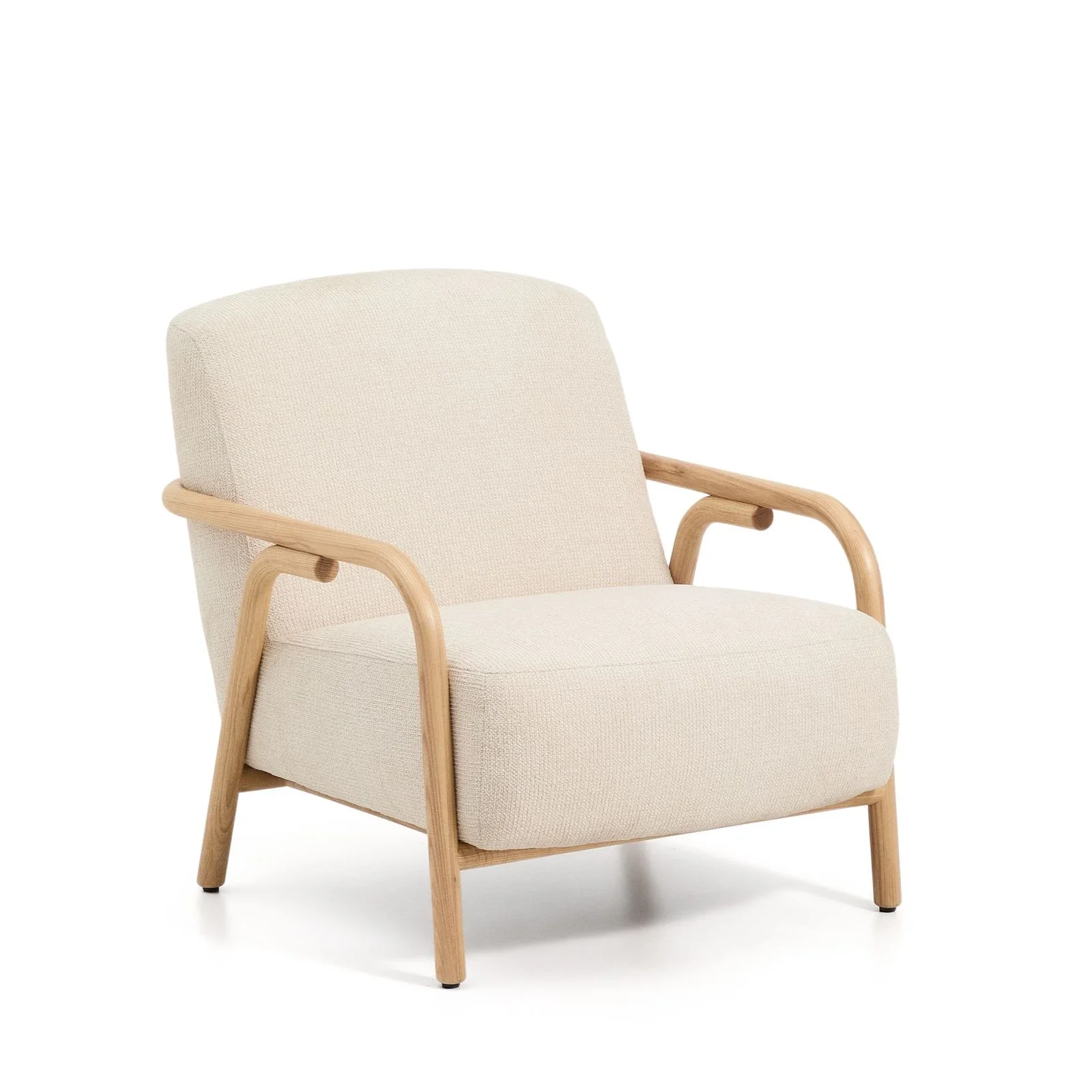 Sessel Sylo aus Chenille und massivem Eschenholz, FSC 100 %