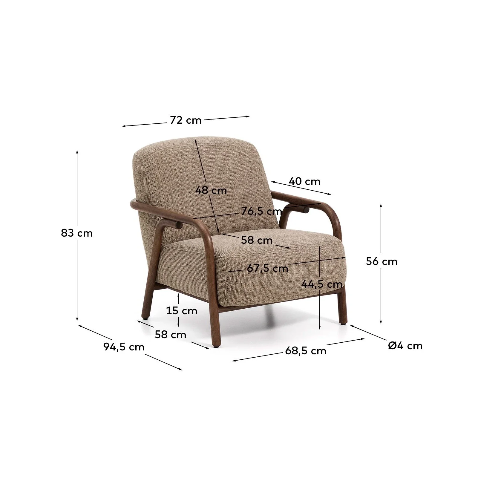 Sessel Sylo aus Chenille und massivem Eschenholz, FSC 100 % - Image 15