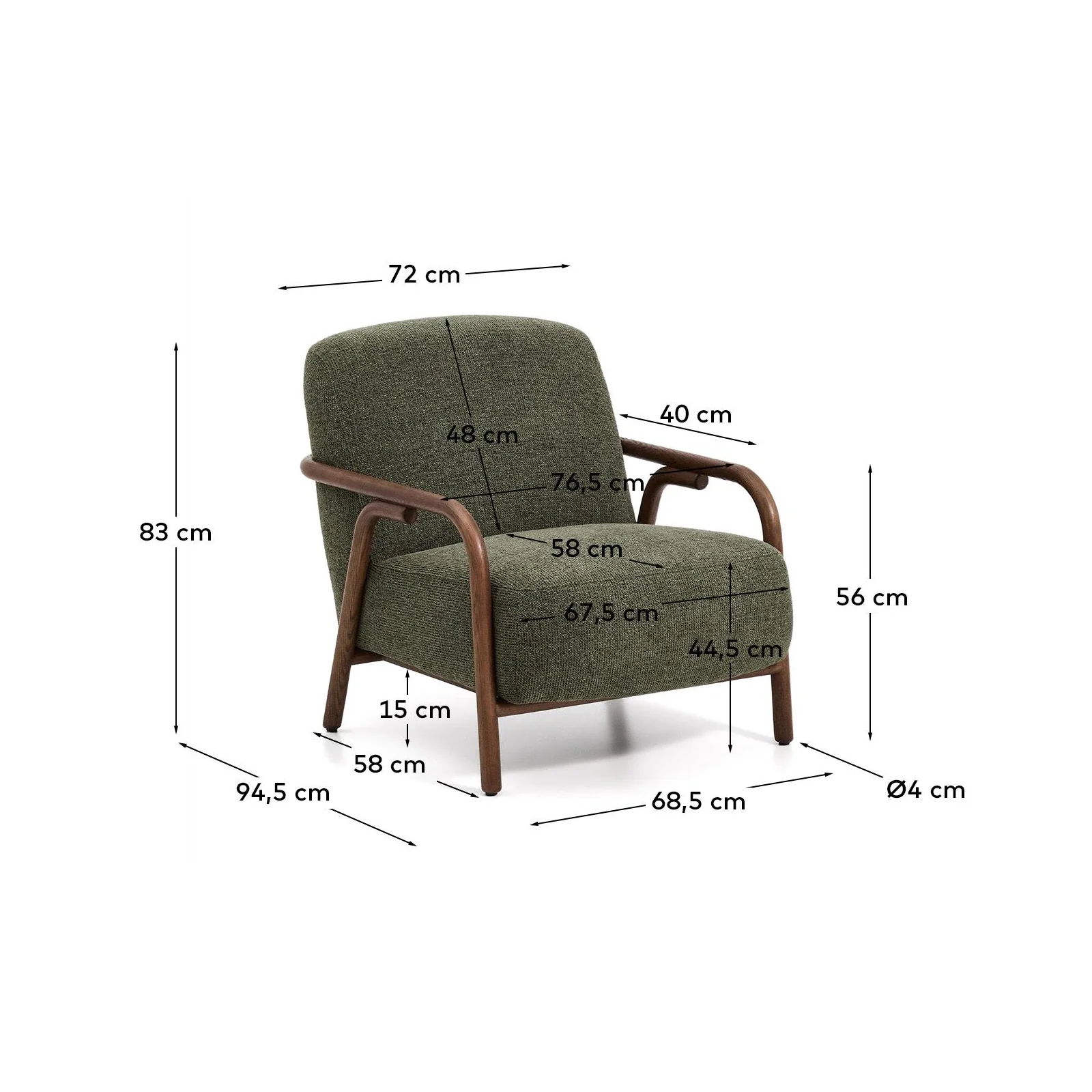 Sessel Sylo aus Chenille und massivem Eschenholz, FSC 100 % - Image 39
