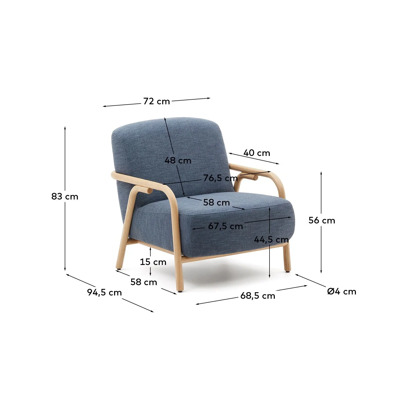 Sessel Sylo aus Chenille und massivem Eschenholz, FSC 100 % - Image 51