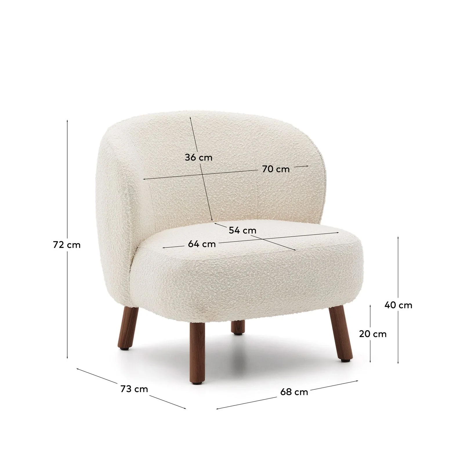 Sessel Ulit aus beiger Chenille oder Lammfellimitat mit Beinen aus massivem Eschenholz - Image 34