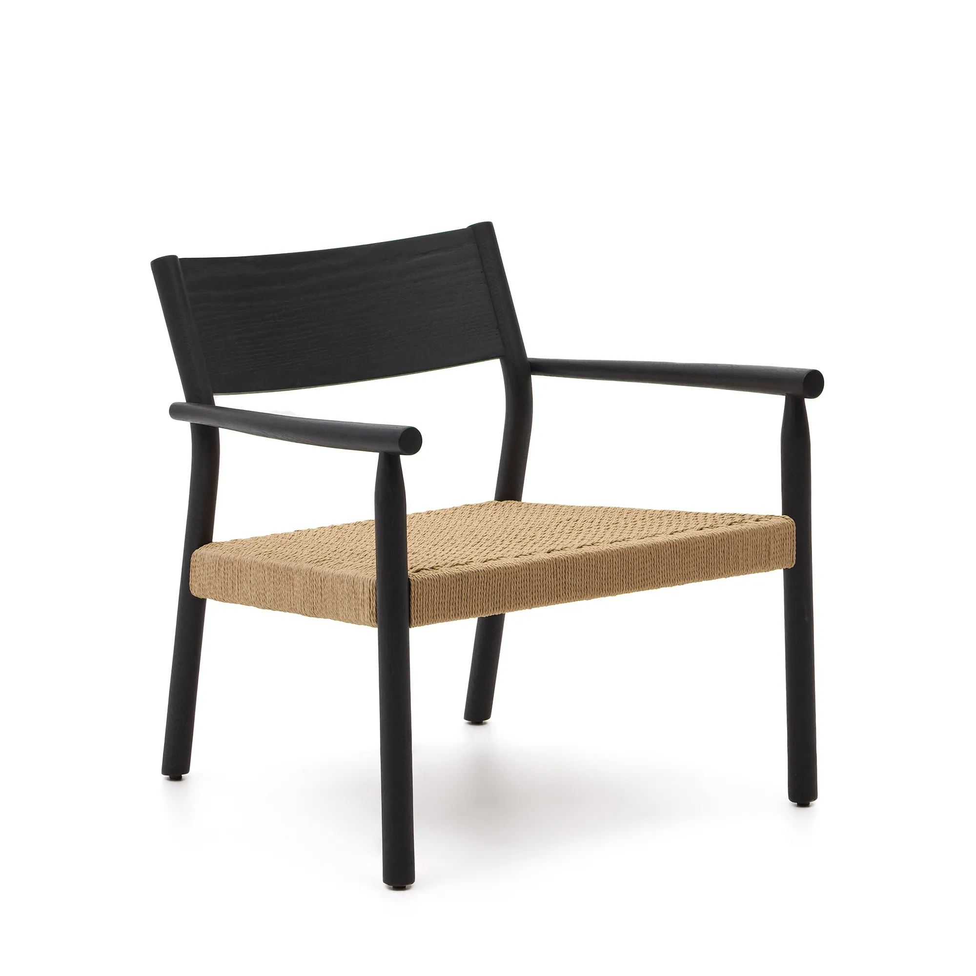 Sessel Yalia massives Eichenholz mit Nussholz-Finish und Sitz aus Papierseil FSC 100%