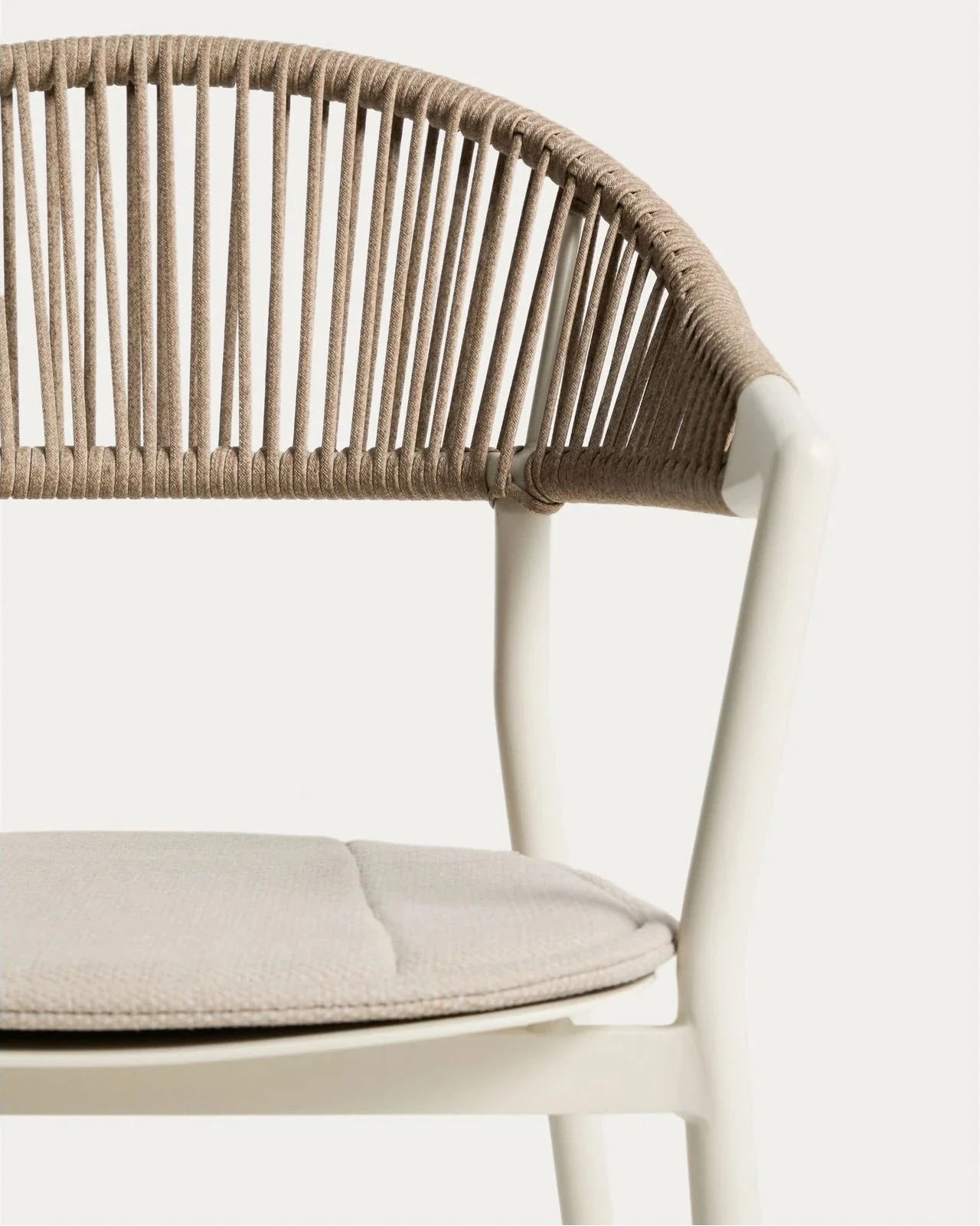 Set Ausziehtisch Livorno aus Aluminium in Ecru, Beine in Holzoptik, 6 Stühle Alimia aus Aluminium in Ecru und Synthetikseil Beige, 233 (350) x 100 cm - Image 3