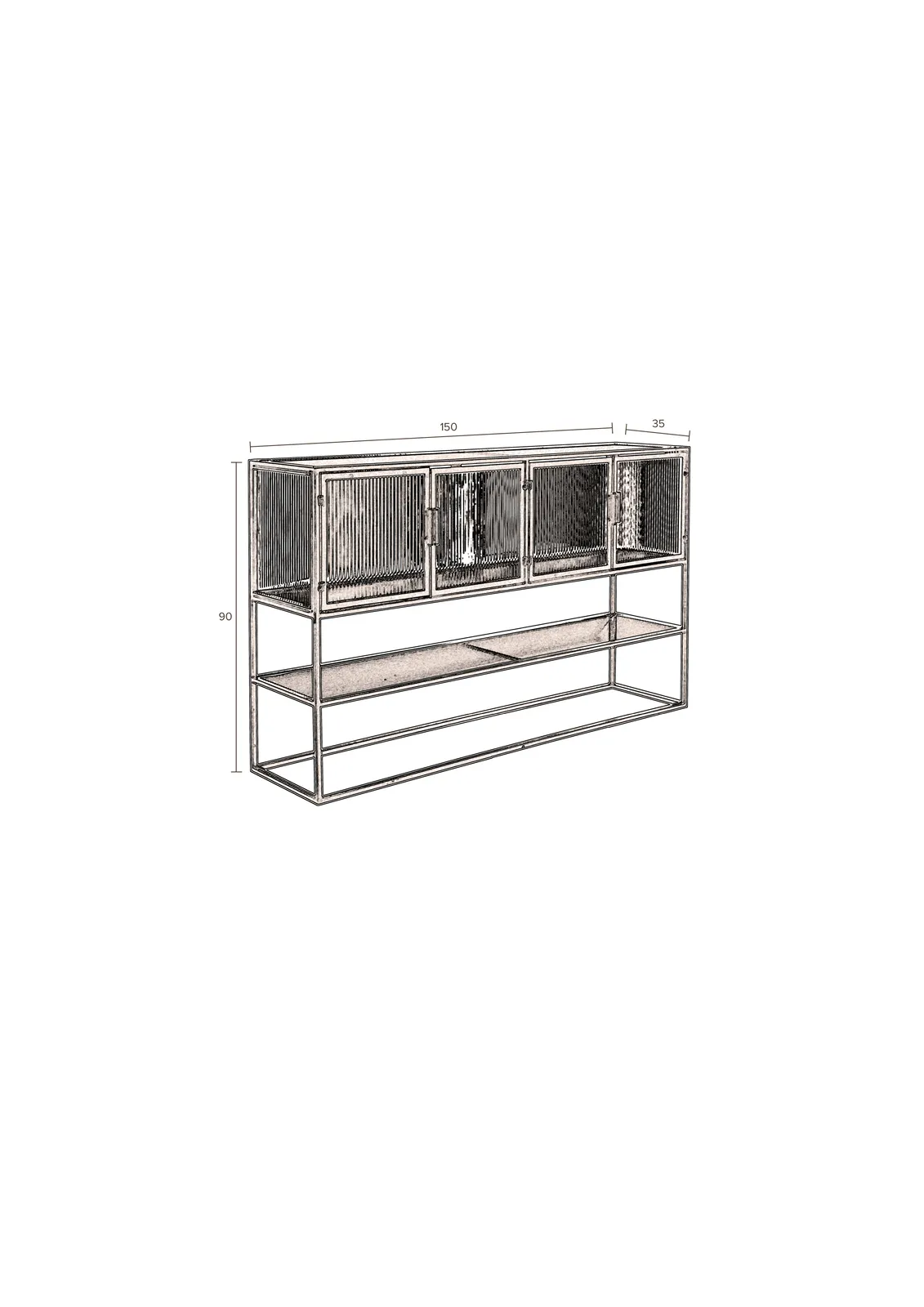 Sideboard Boli aus pulverbeschichtetem Stahl in Schwarz, 150×35×90 cm - Image 10
