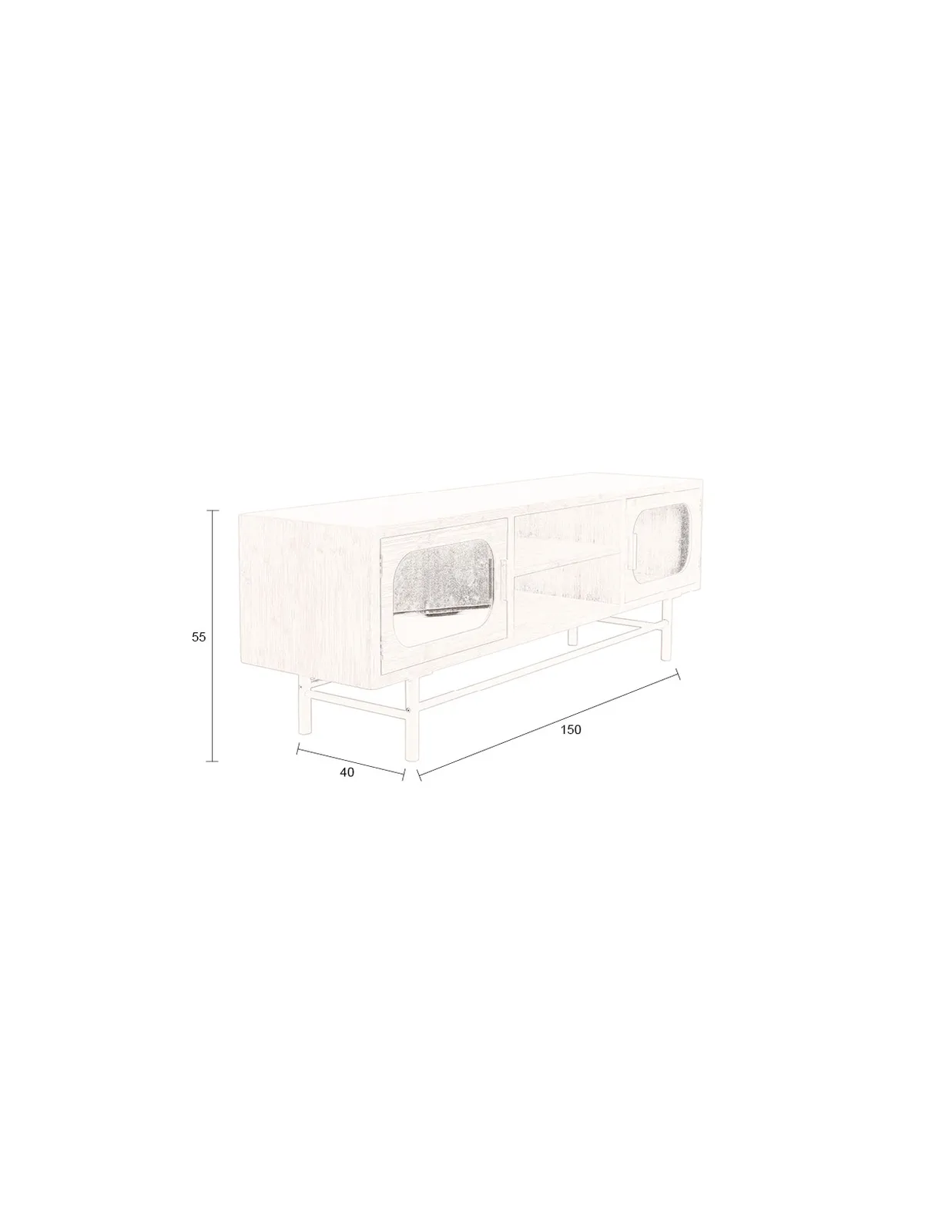 Sideboard Caroun aus Bambusholz in Braun, 150x40x55 cm - Image 3