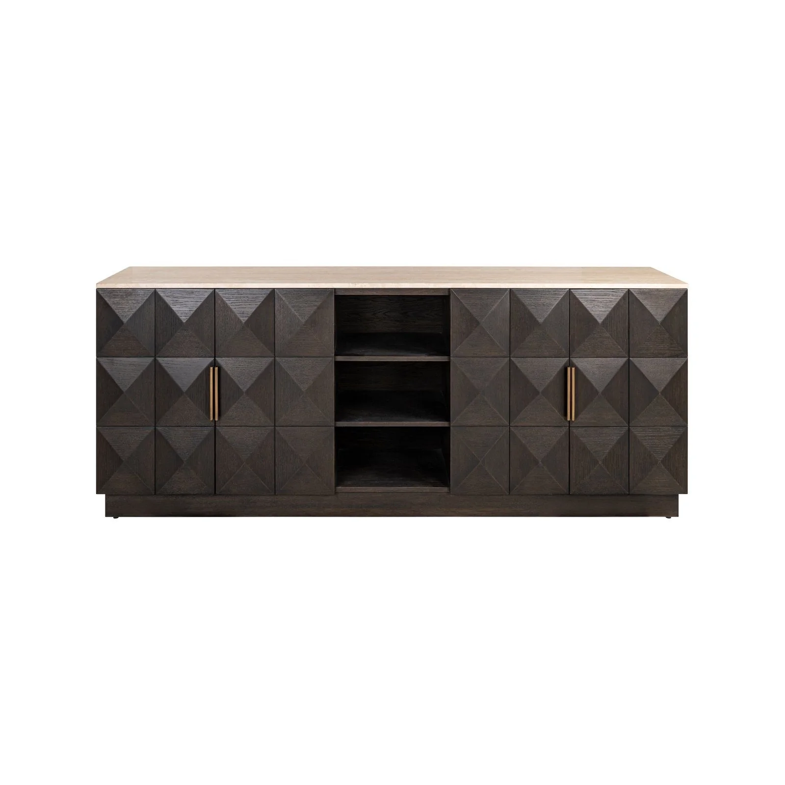 Sideboard Claremont braun mit 4-Türen und 2-Regalen, 225x46 cm