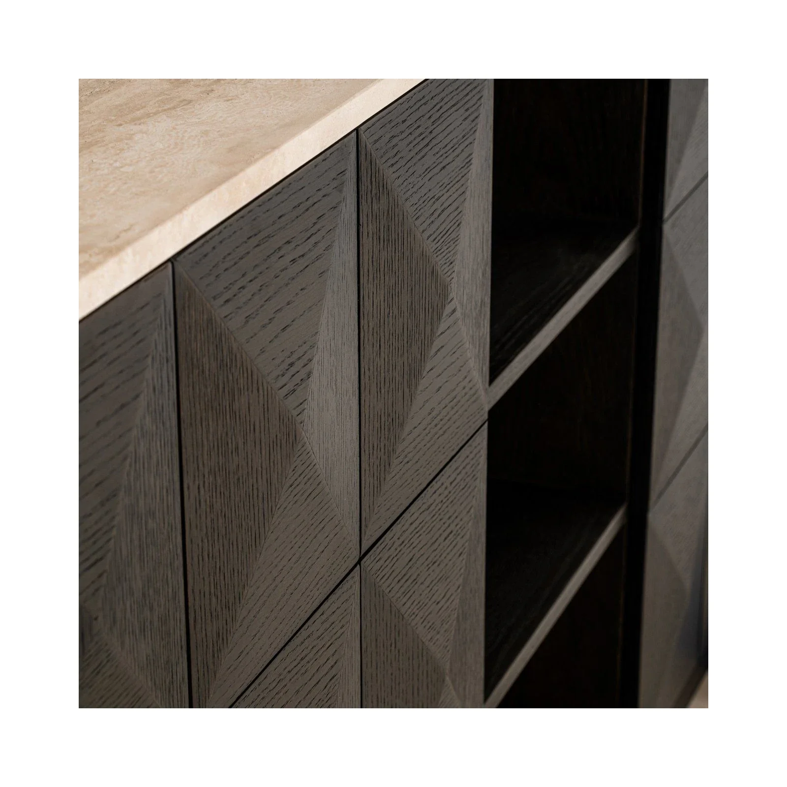 Sideboard Claremont braun mit 4-Türen und 2-Regalen, 225x46 cm - Image 5
