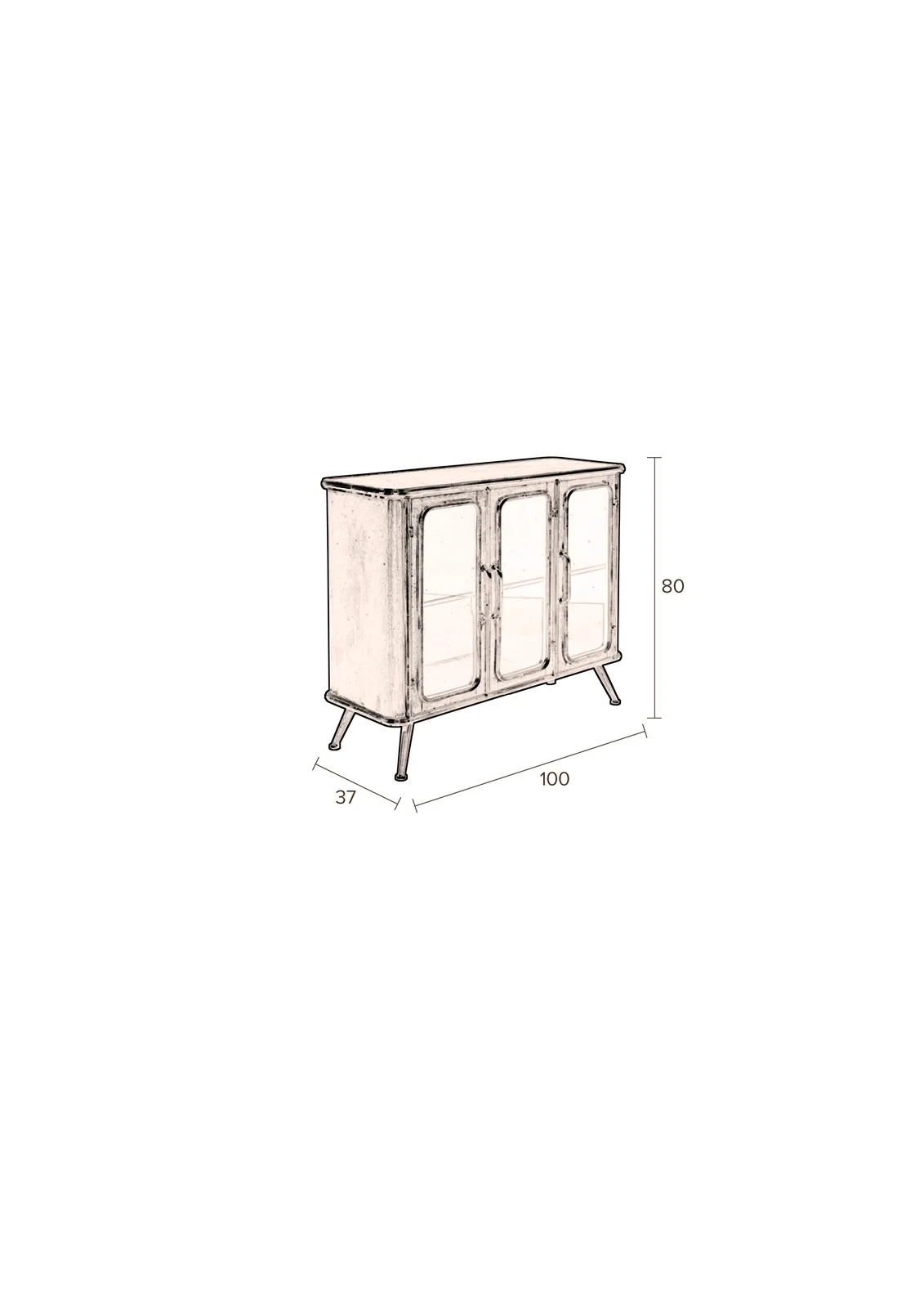 Sideboard Denza aus Eisen in Schwarz, 100×37×80 cm - Image 11