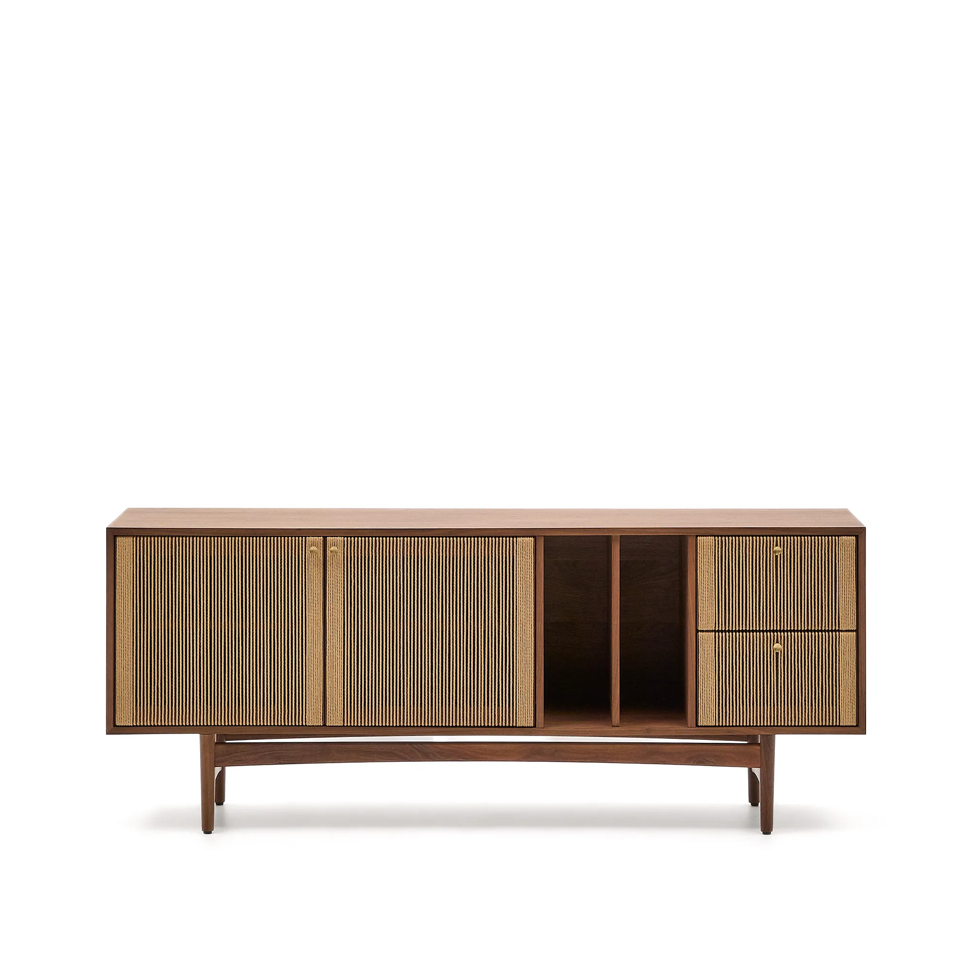 Sideboard Elan 2 Türen 2 Schubladen massives Nussholz und Furnier Seil 180x73cm FSC Mix Credit
