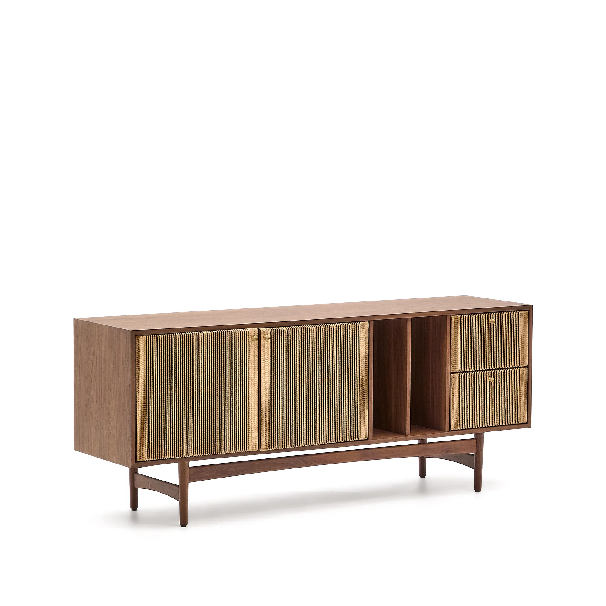 Sideboard Elan 2 Türen 2 Schubladen massives Nussholz und Furnier Seil 180x73cm FSC Mix Credit - Image 7