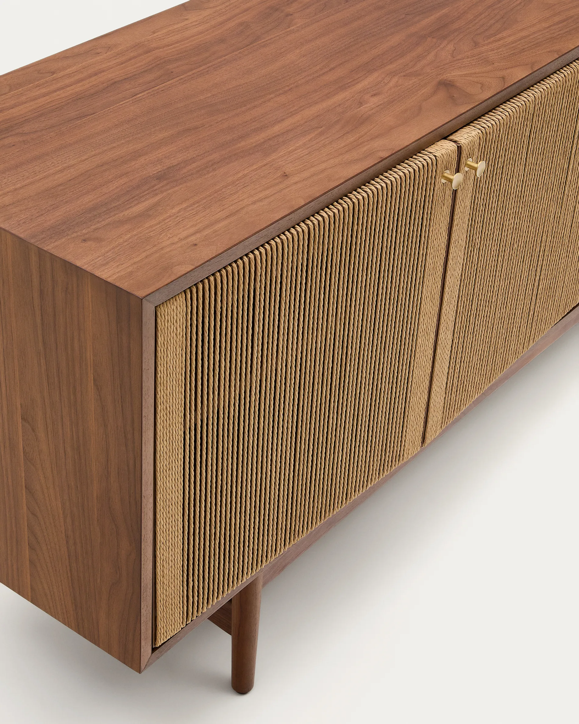 Sideboard Elan 2 Türen 2 Schubladen massives Nussholz und Furnier Seil 180x73cm FSC Mix Credit - Image 8