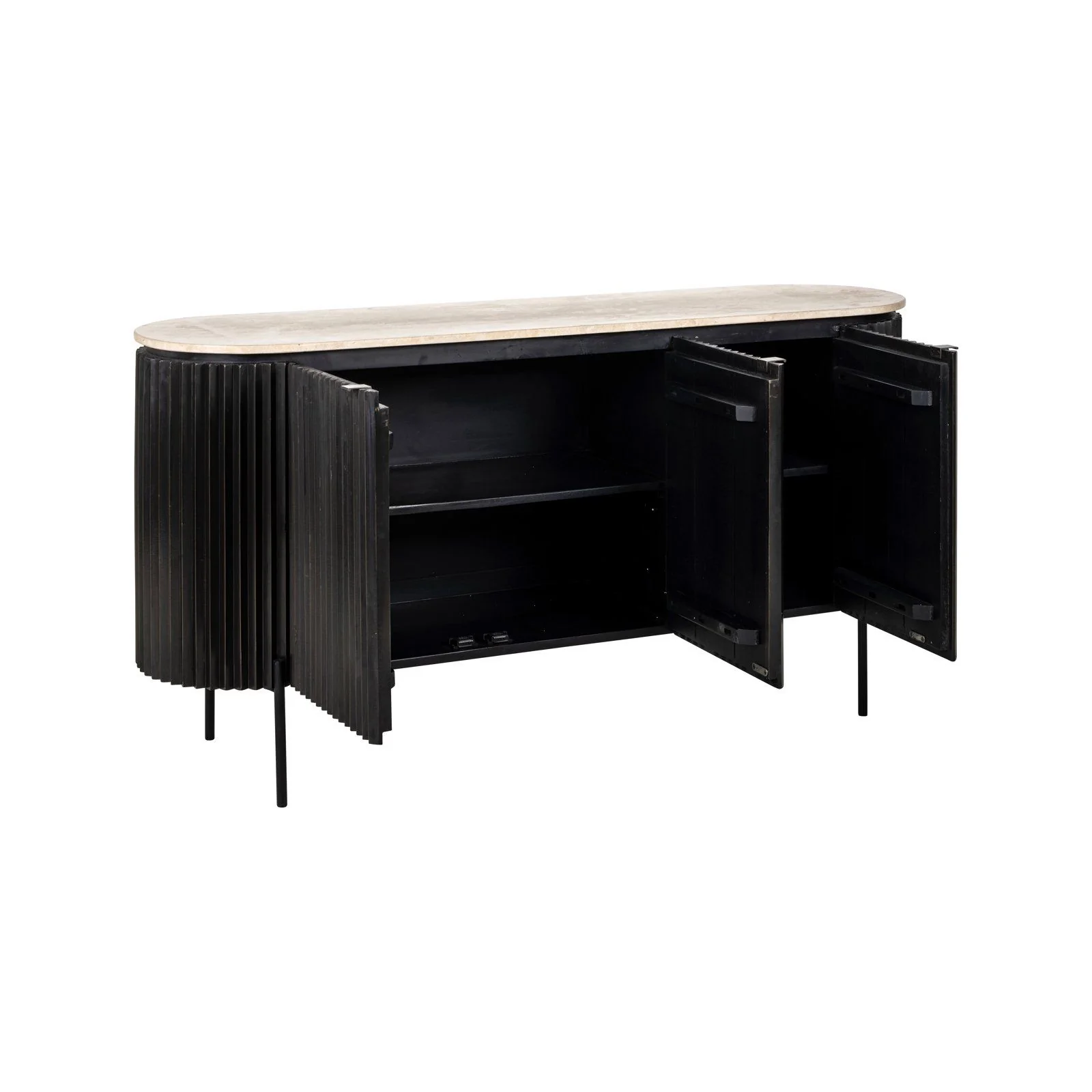 Sideboard Hampton in dark brown, 160x40x82 cm - Image 5