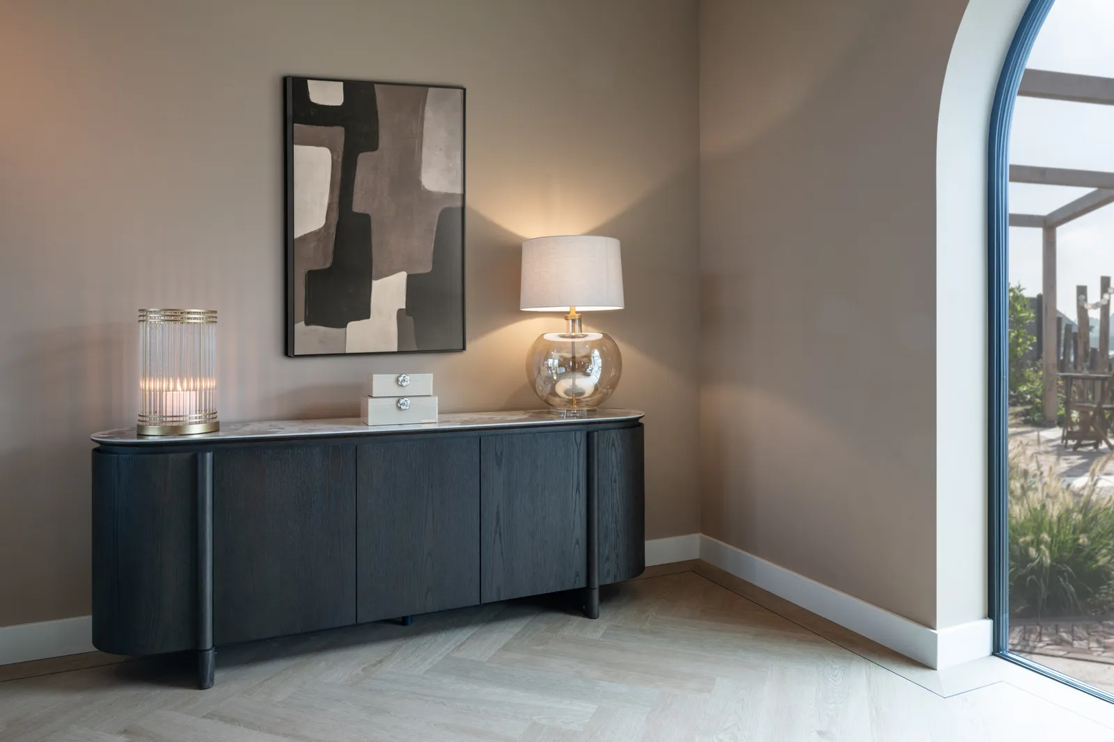 Sideboard Langford in braun mit Keramikplatte, 200x45 cm - Image 3