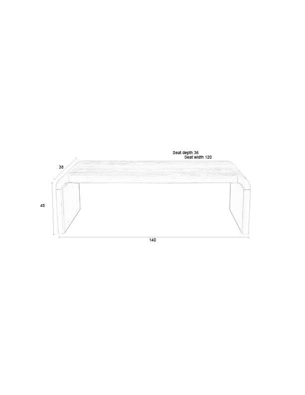 Sitzbank Brave aus Eichenfurnier und Gummibaumholz in Braun, 140×38×45 cm - Image 4