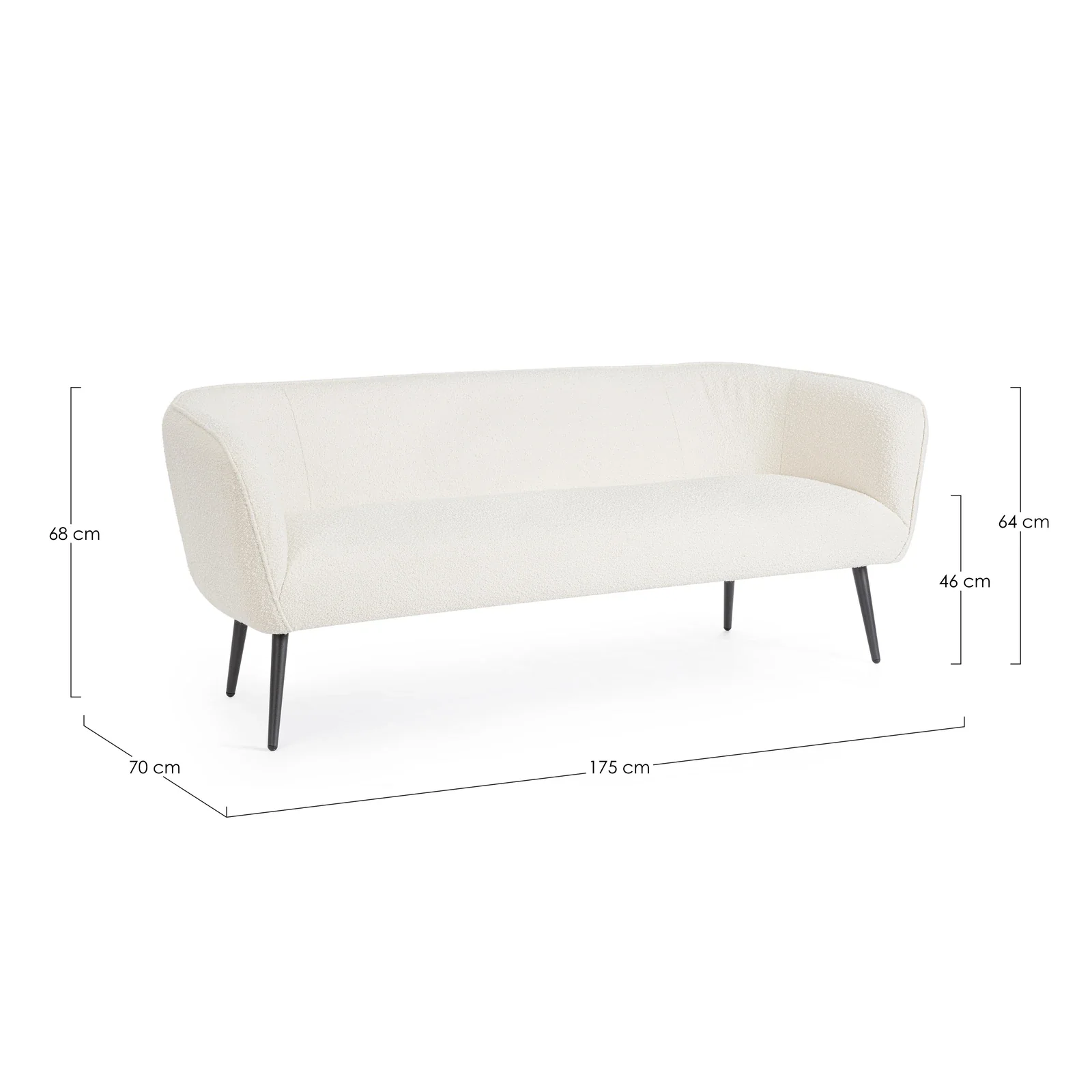Sofa 3-Sitzer Avril Weiß Bouclé - Image 4