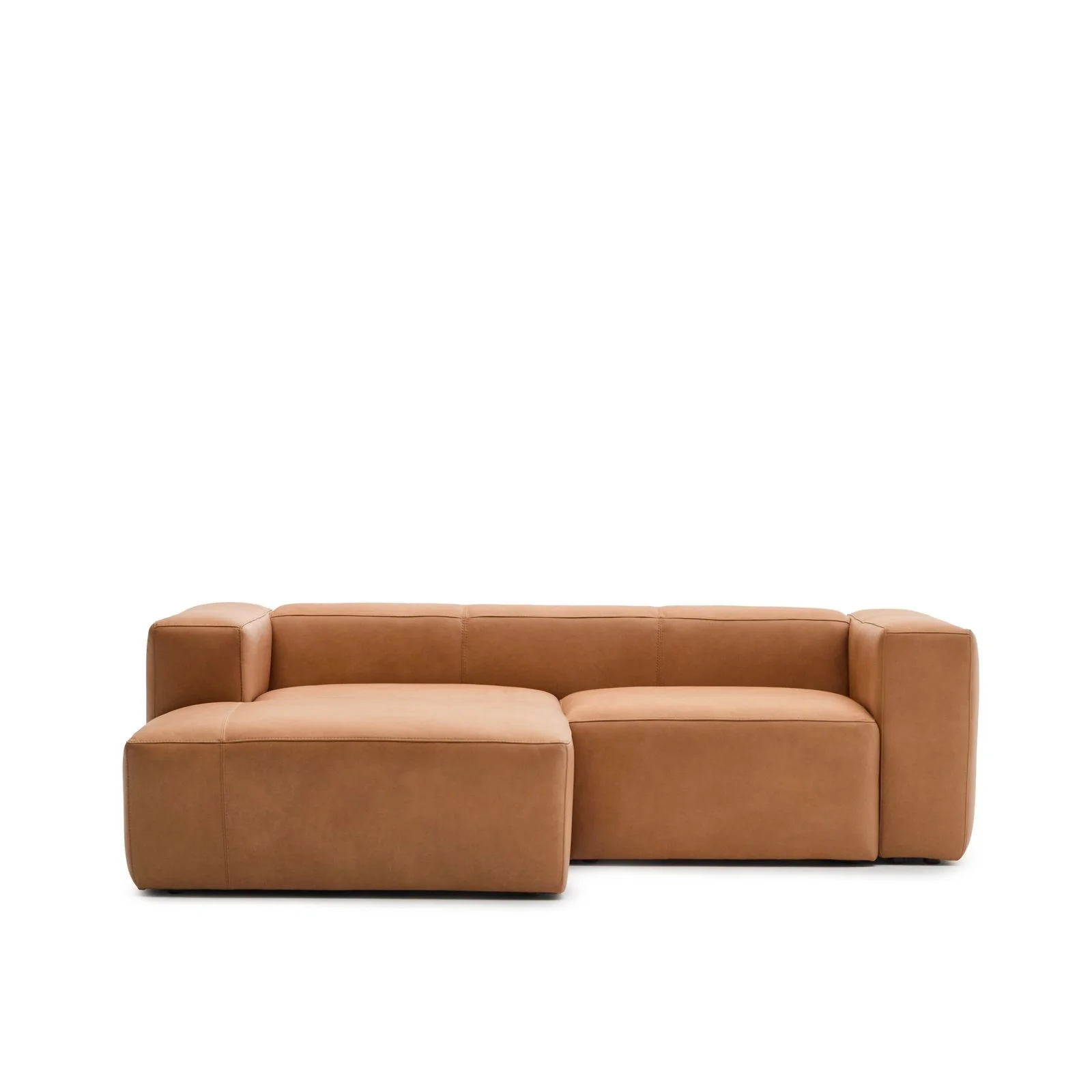Sofa Blok aus braunem Leder 2-Sitzer Chaiselongue links 240 cm
