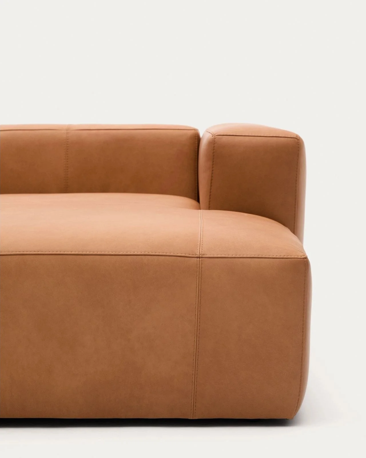 Sofa Blok aus braunem Leder 2-Sitzer Chaiselongue links 240 cm - Image 3