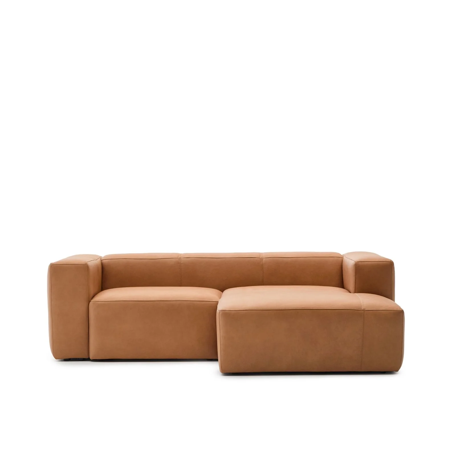 Sofa Blok aus braunem Leder 2-Sitzer Chaiselongue rechts 240 cm