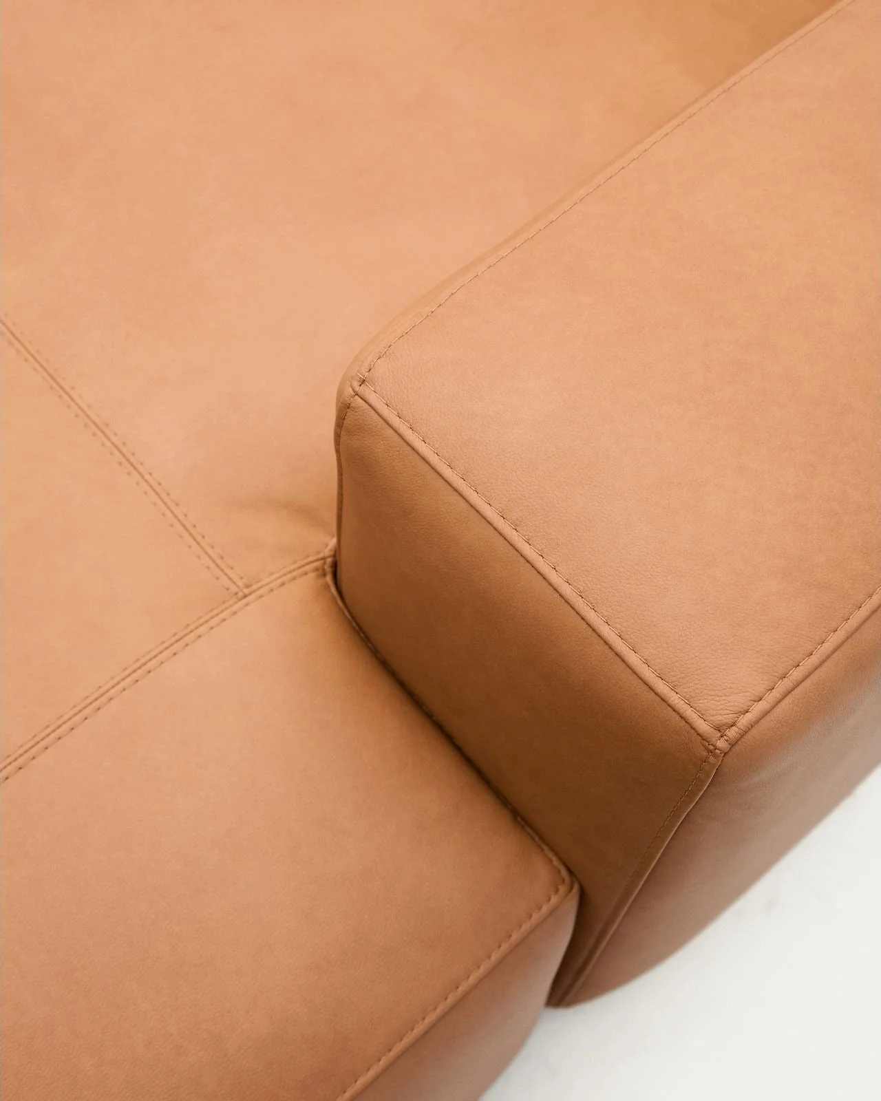 Sofa Blok aus braunem Leder 2-Sitzer Chaiselongue rechts 240 cm - Image 4