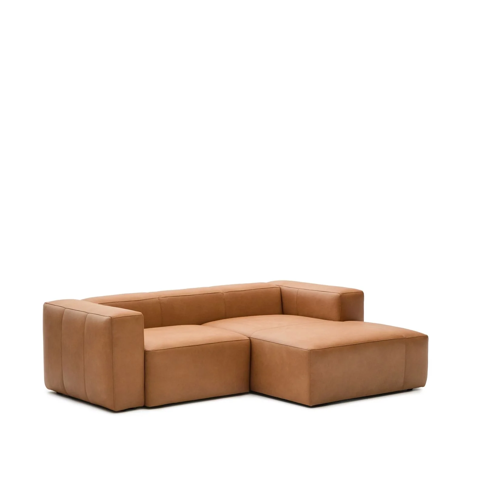 Sofa Blok aus braunem Leder 2-Sitzer Chaiselongue rechts 240 cm - Image 6