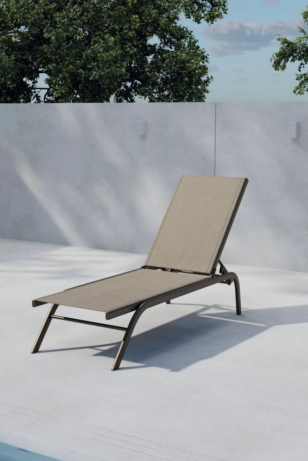 Sonnenliege Kastos aus Stahl und Textilene in Beige/Braun, 190×58x94 cm - Image 2