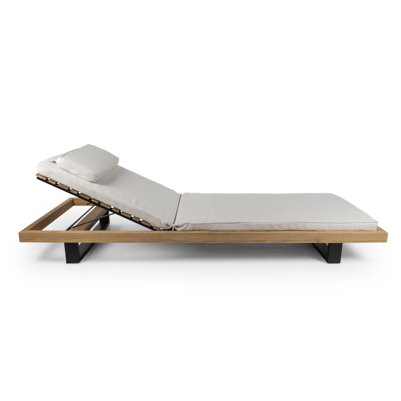 Sonnenliege Ravello aus Teak und schwarzem Aluminium, 85×225×22 cm - Image 5