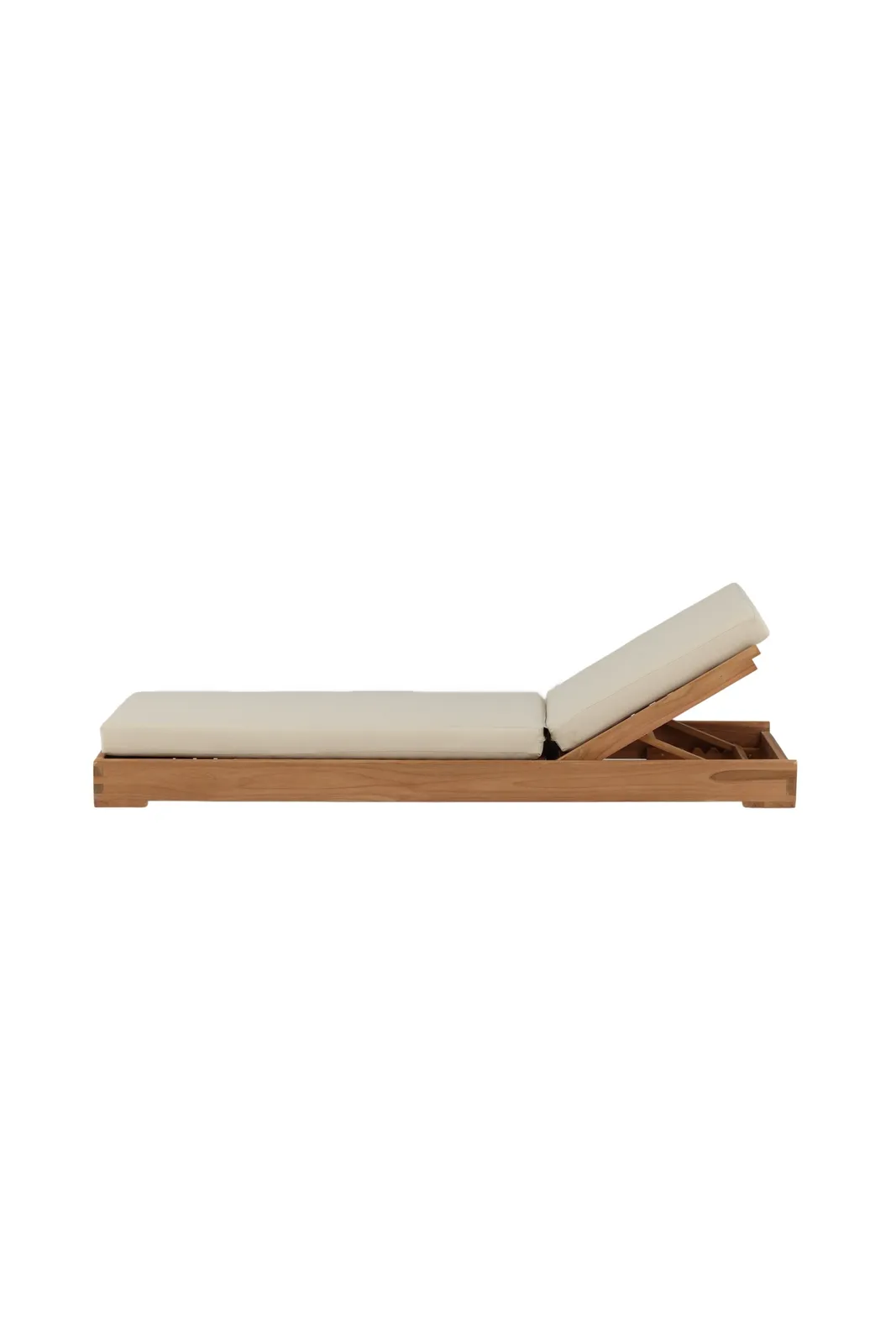 Sonnenliege Sunbed aus Teak mit beigem Kissen, 200×70×14 cm - Image 13