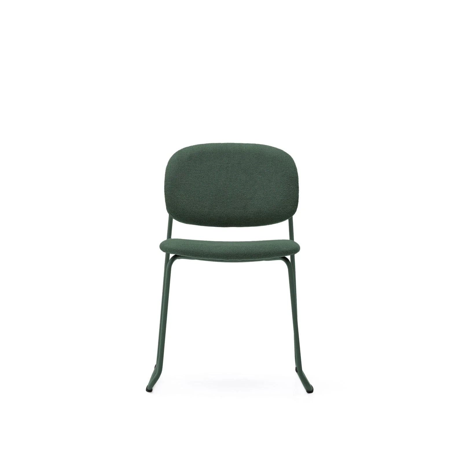 Stapelbarer Stuhl Meli mit grüner Chenille und Beinen aus grünem Metall, FSC Mix Credit - Image 3