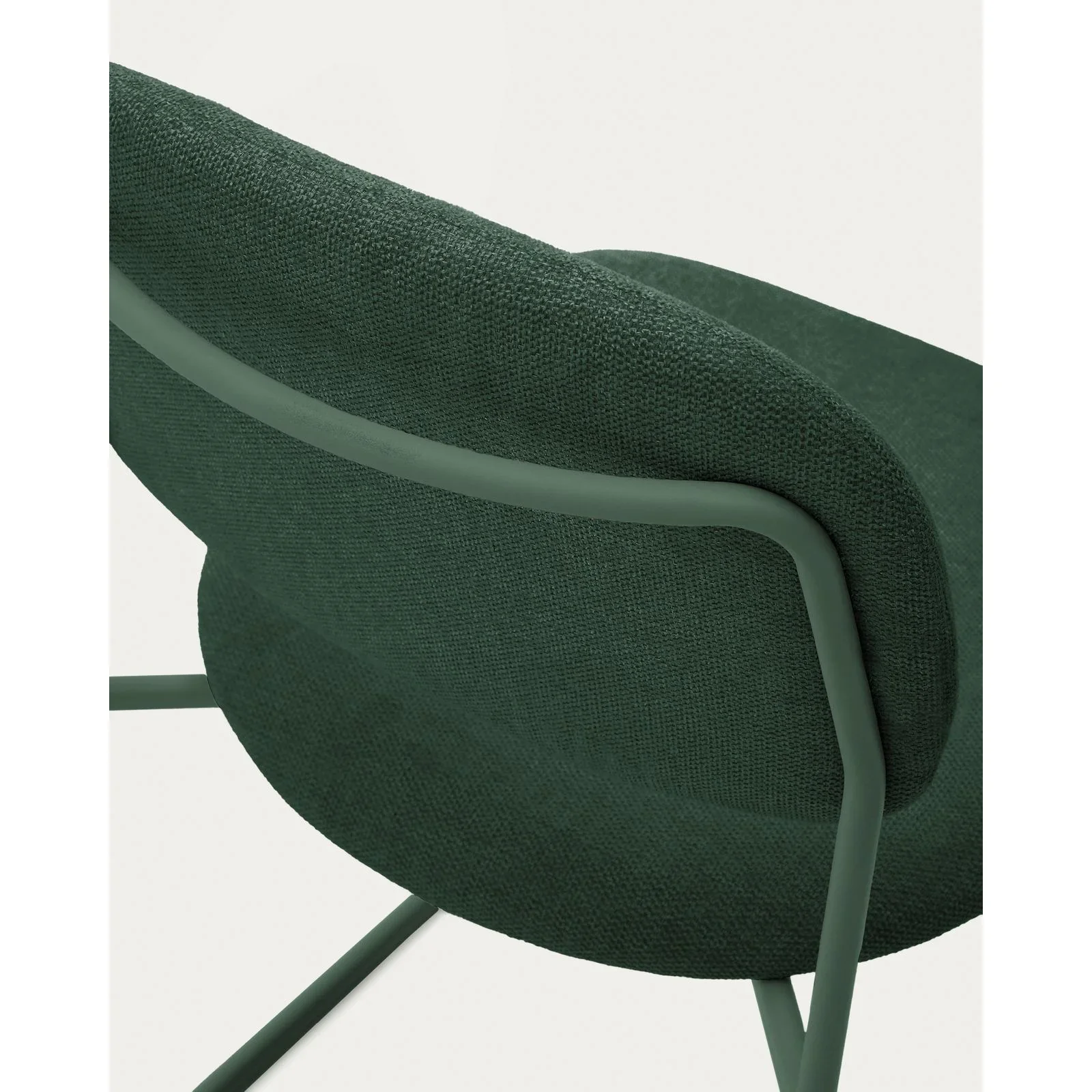 Stapelbarer Stuhl Meli mit grüner Chenille und Beinen aus grünem Metall, FSC Mix Credit - Image 7