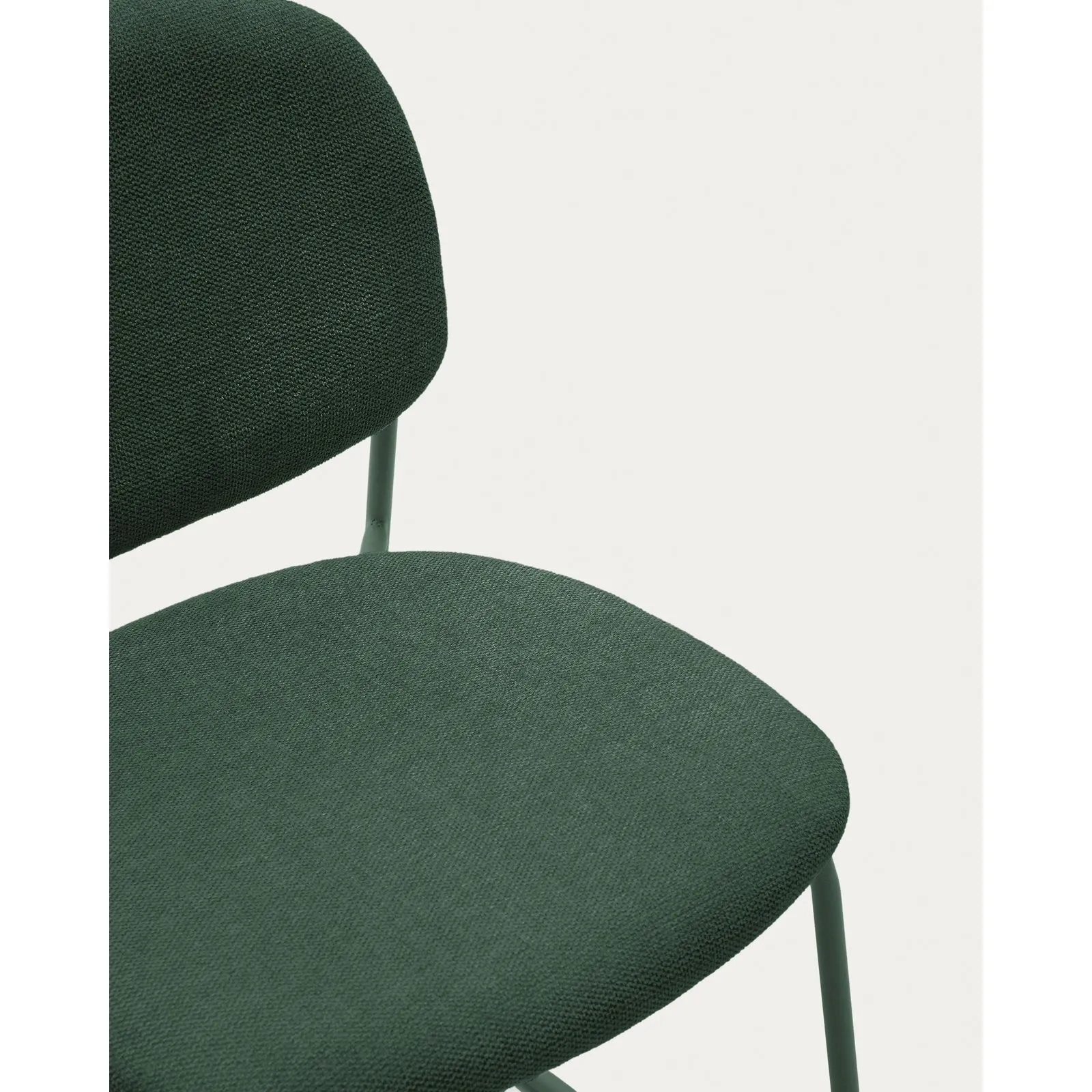Stapelbarer Stuhl Meli mit grüner Chenille und Beinen aus grünem Metall, FSC Mix Credit - Image 8