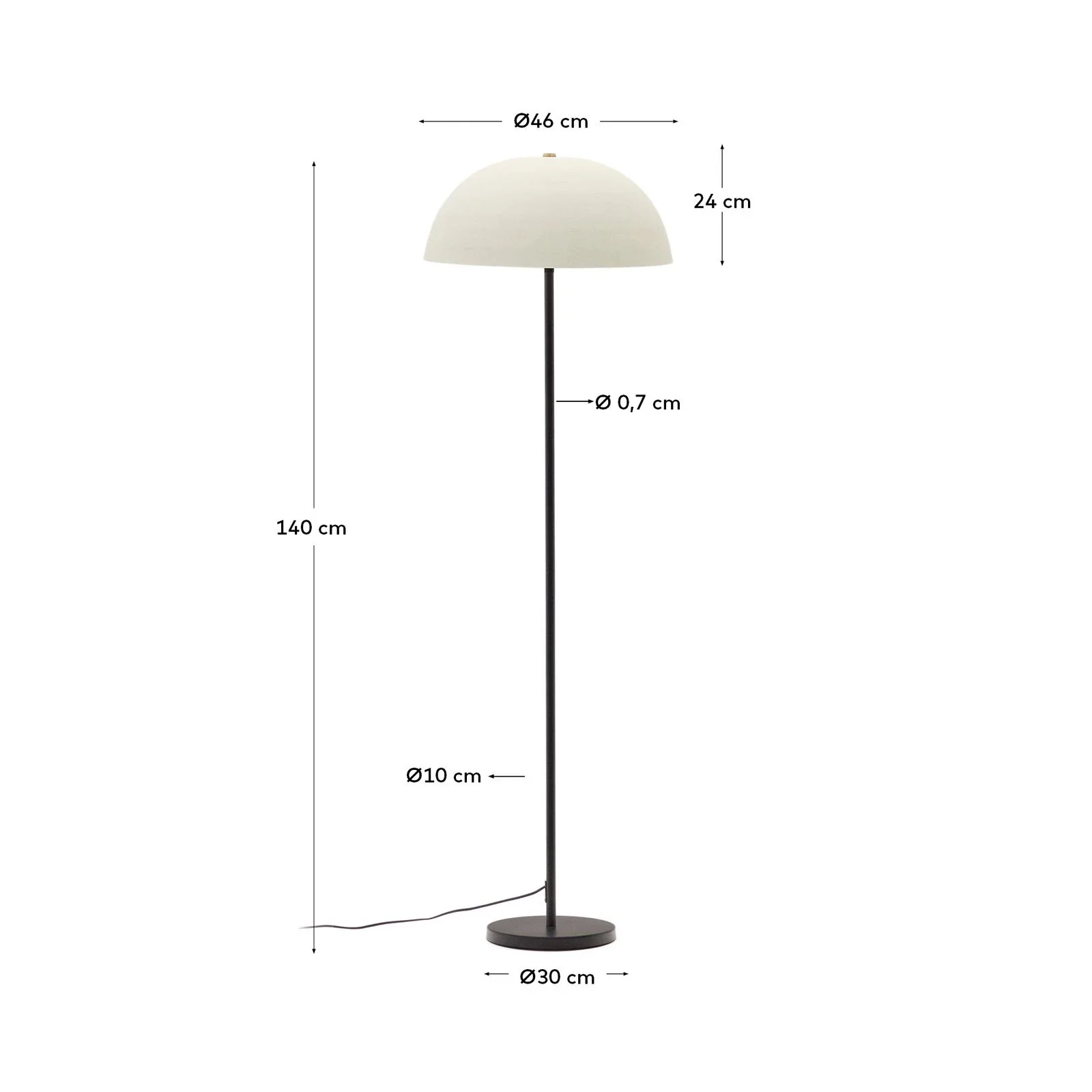 Stehlampe Nibla aus schwarzem Metall und Lampenschirm in weißer Tonerdeoptik - Image 2