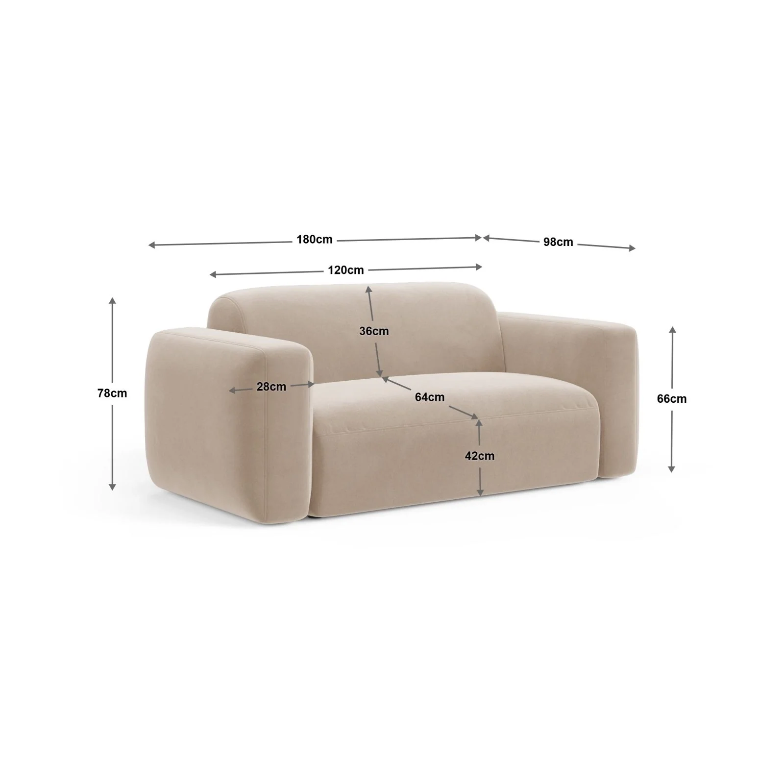 Strino 2-Sitzer Sofa aus Samt oder Strukturstoff, 180x98 cm - Image 67