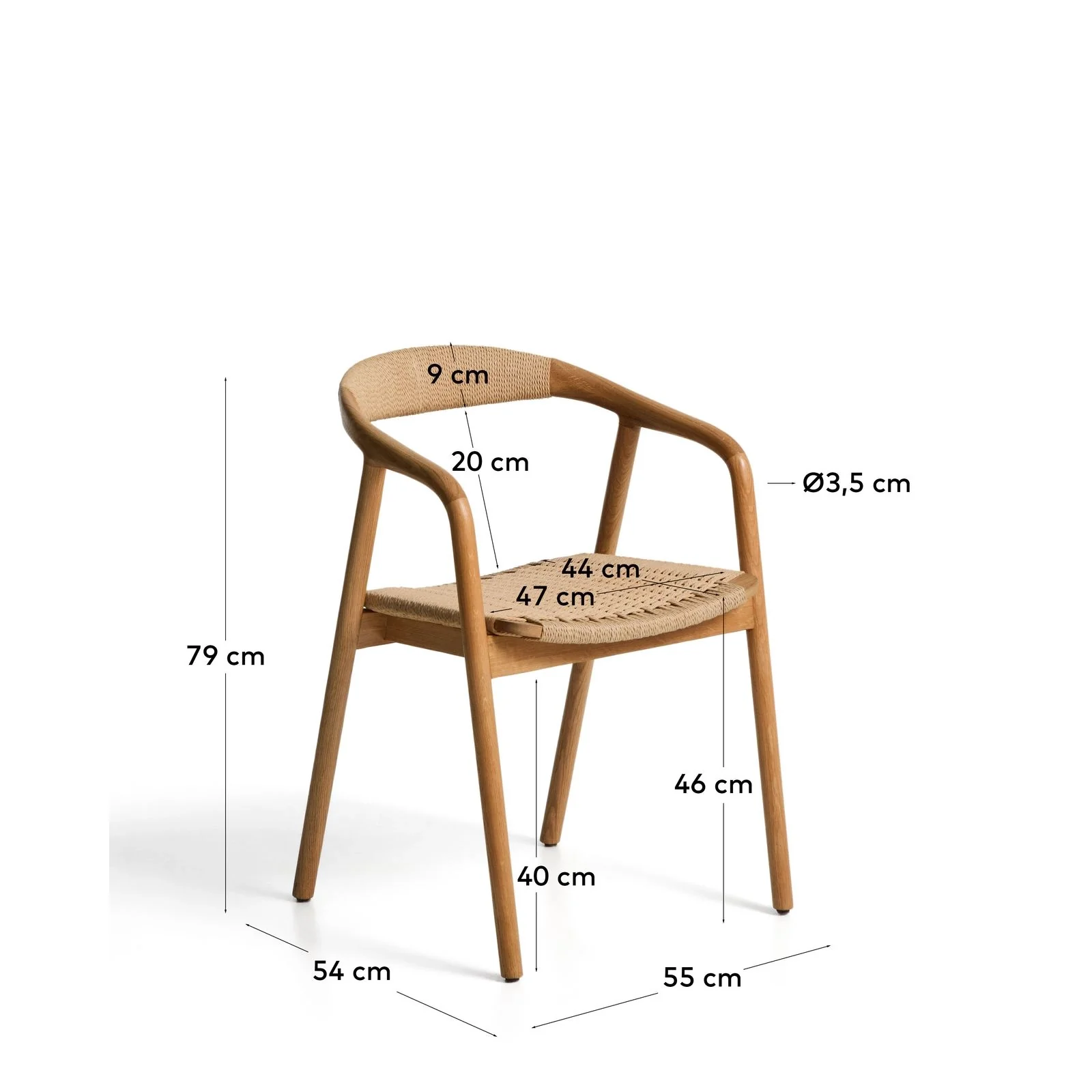 Stuhl Derile aus massivem Eichenholz mit Finish und Papierseil FSC 100% - Image 29