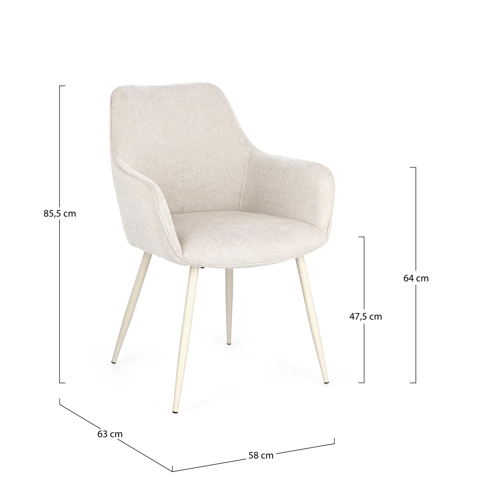 Essstuhl mit Armlehne Cora Beige/Beige - Image 4
