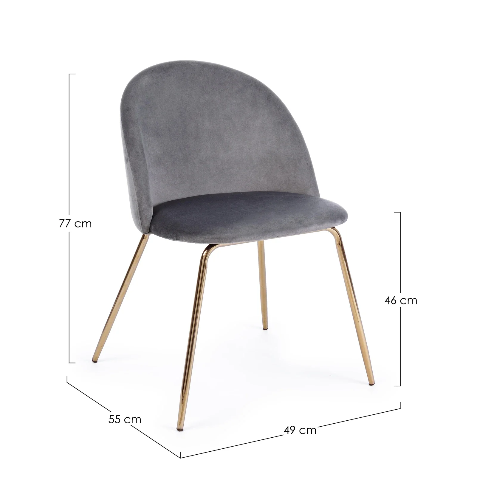 Essstuhl Tanya Samt Dunkelgrau - Image 3