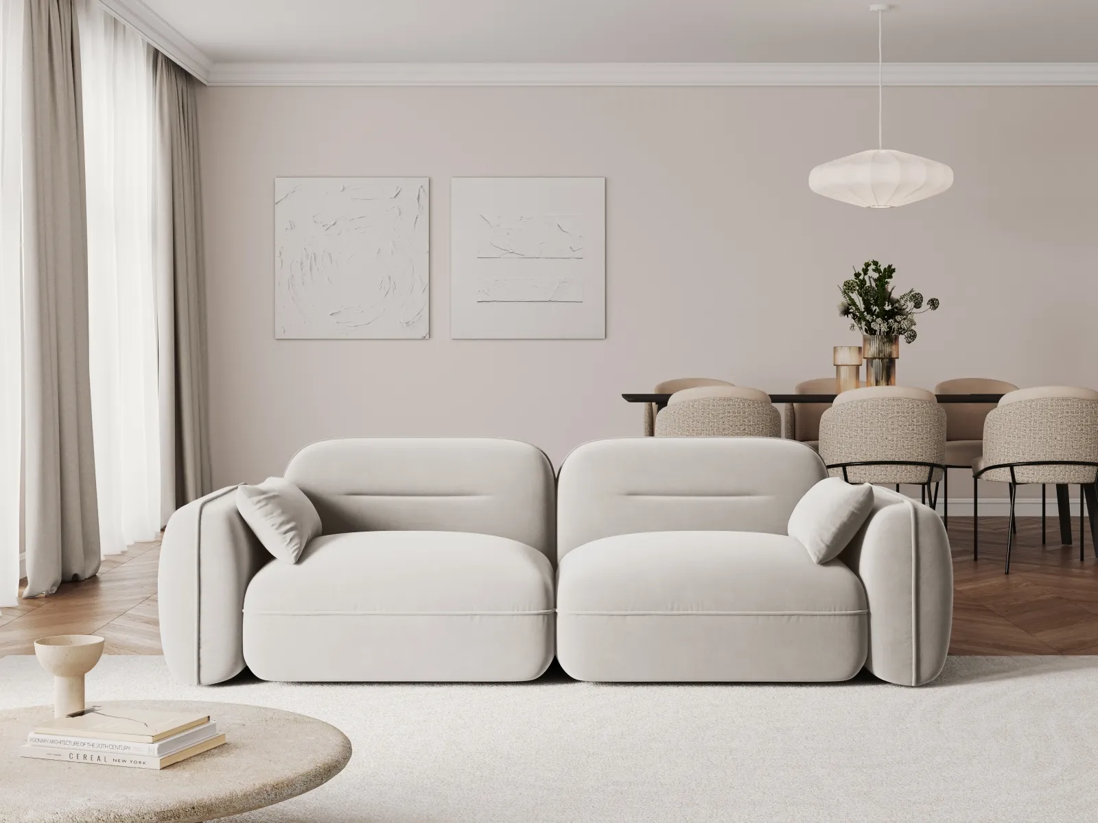 Sydney 3-Sitzer Sofa aus Samt, 230x90x70 cm - Image 8