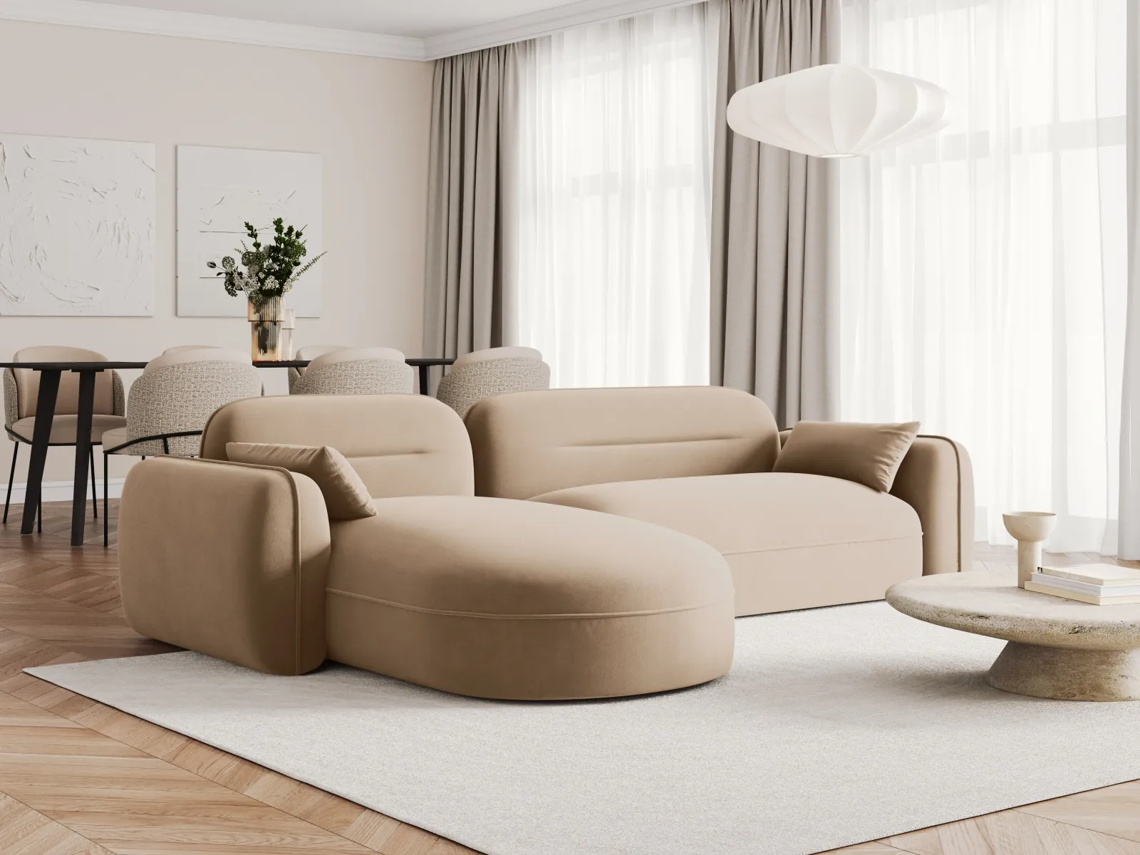 Sydney 4-Sitzer Ecksofa, Linke Seite, aus Samt, 275x165x70 cm - Image 14