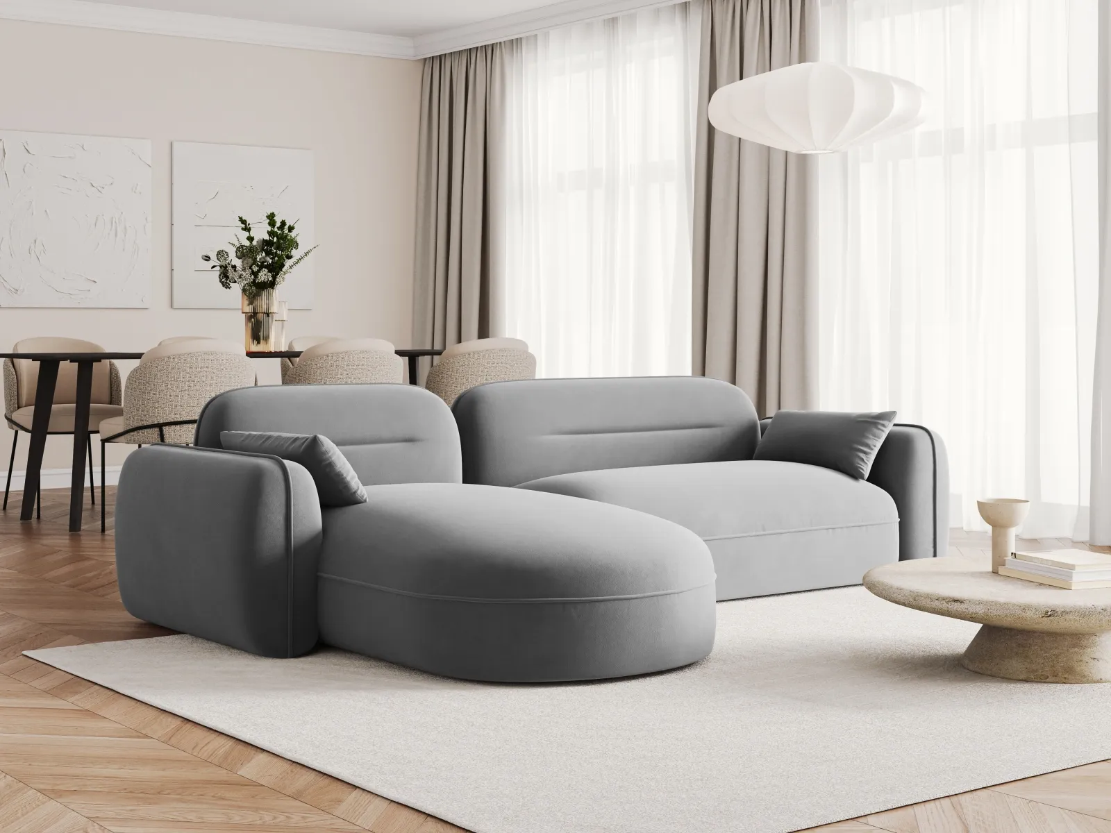 Sydney 4-Sitzer Ecksofa, Linke Seite, aus Samt, 275x165x70 cm - Image 2