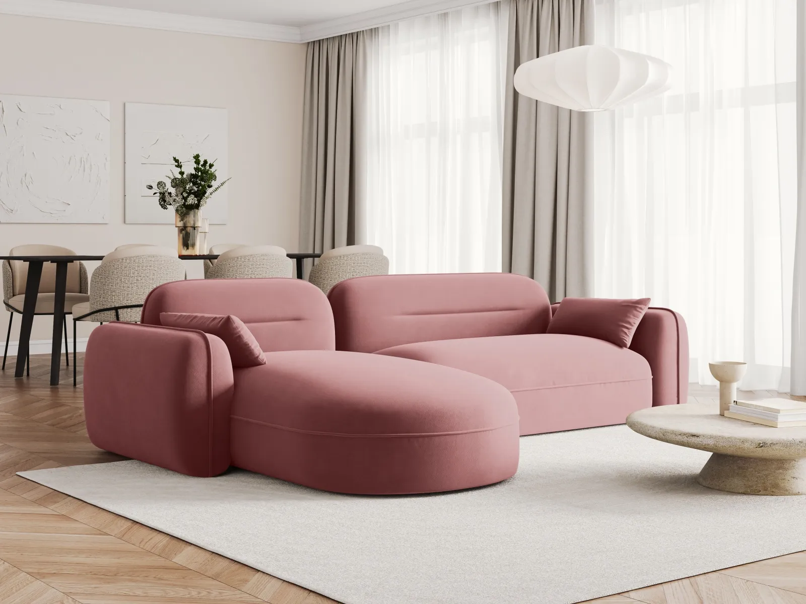 Sydney 4-Sitzer Ecksofa, Linke Seite, aus Samt, 275x165x70 cm - Image 20