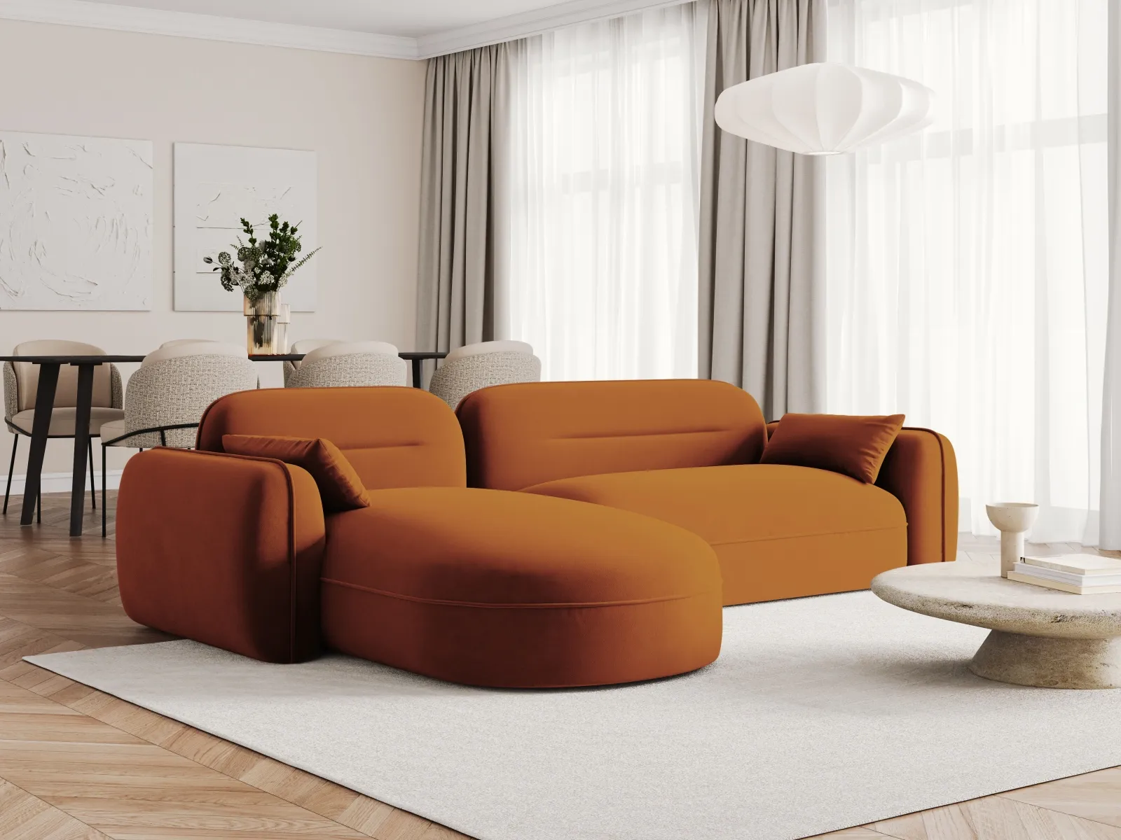 Sydney 4-Sitzer Ecksofa, Linke Seite, aus Samt, 275x165x70 cm - Image 26