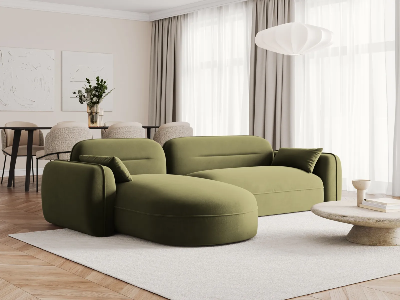 Sydney 4-Sitzer Ecksofa, Linke Seite, aus Samt, 275x165x70 cm - Image 32