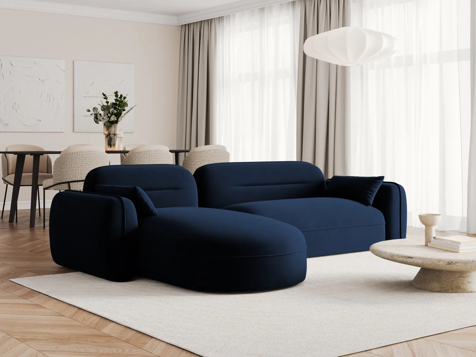 Sydney 4-Sitzer Ecksofa, Linke Seite, aus Samt, 275x165x70 cm - Image 38